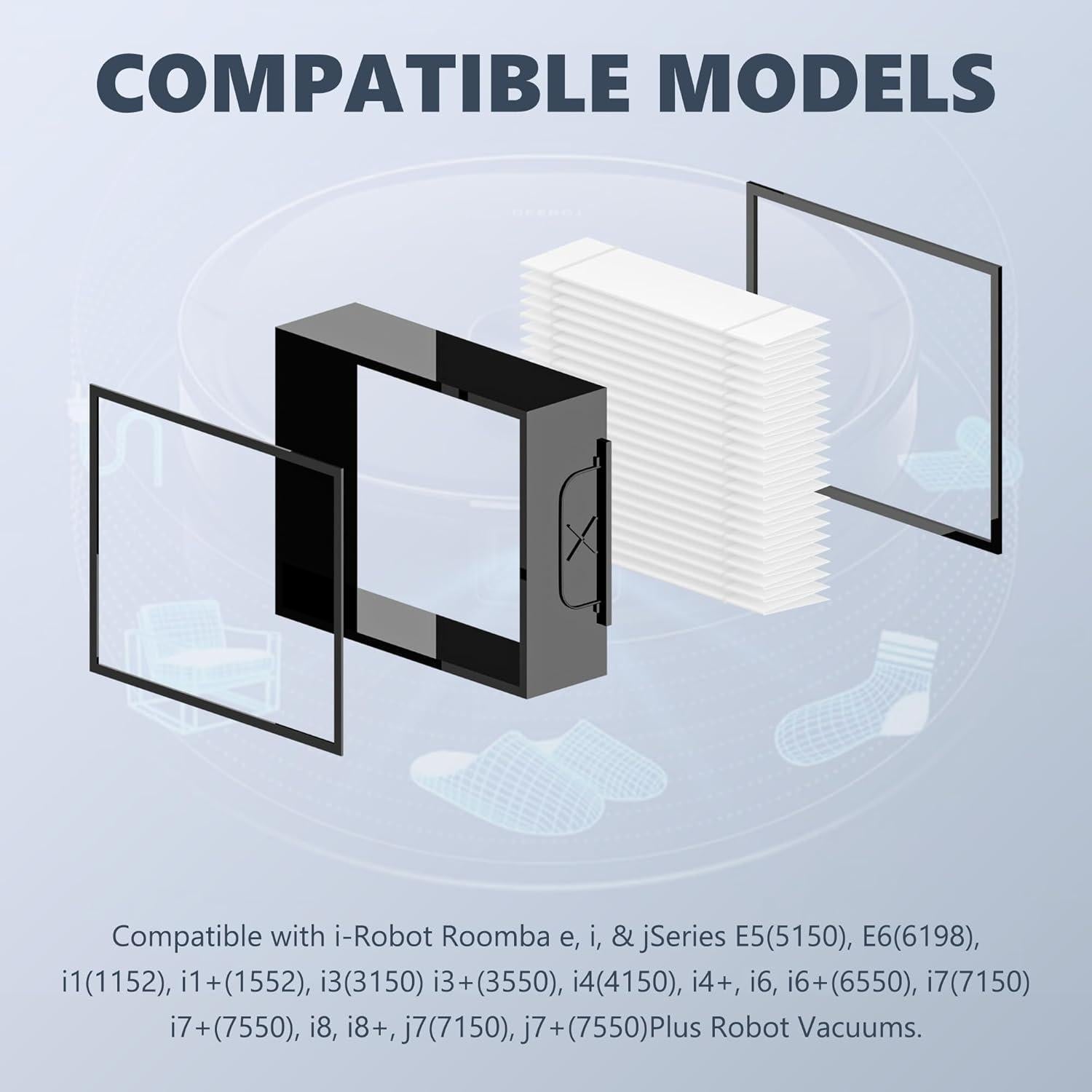 Filtros de Reemplazo Improvedhand para i-Robot Roomba i7 i3 i4 - 9 Piezas + Cepillo