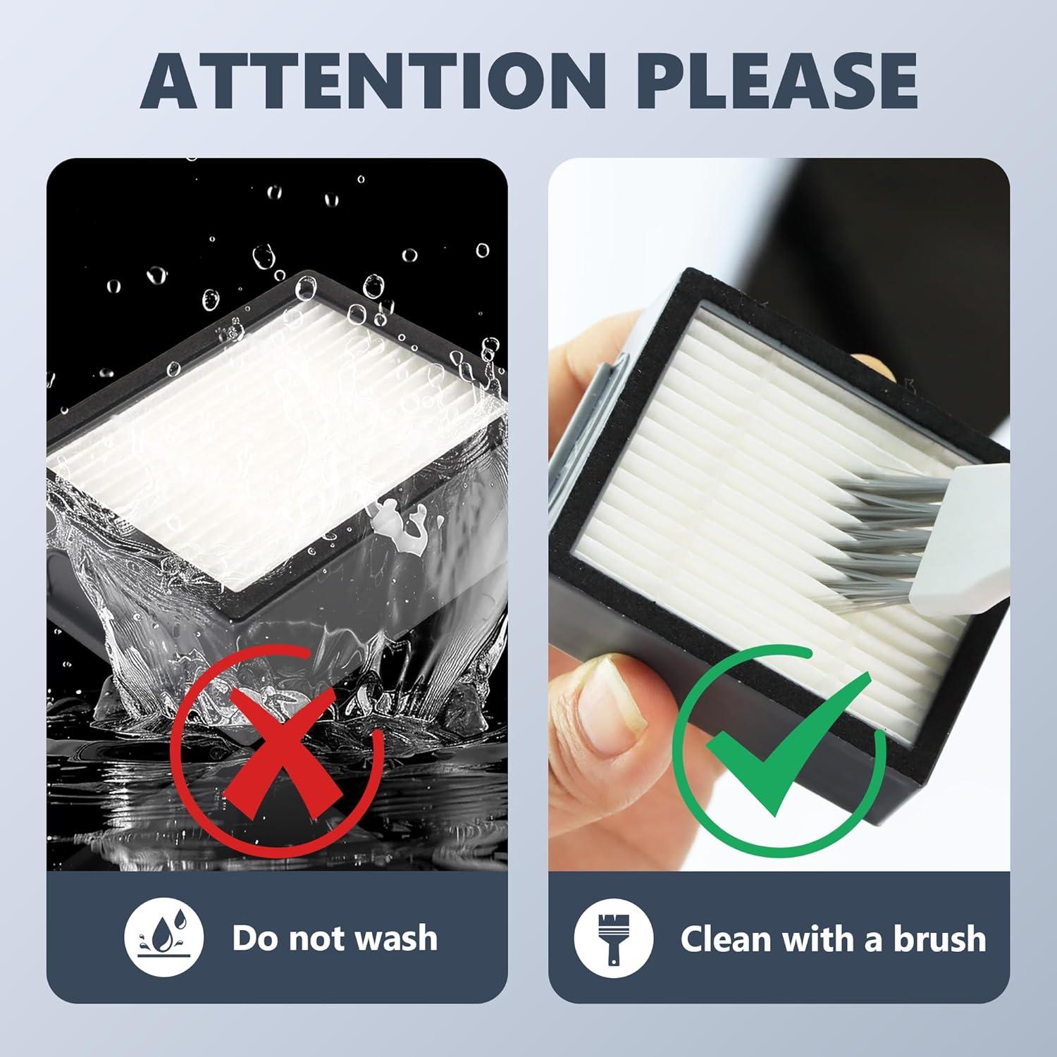 Filtros de Reemplazo Improvedhand para i-Robot Roomba i7 i3 i4 - 9 Piezas + Cepillo