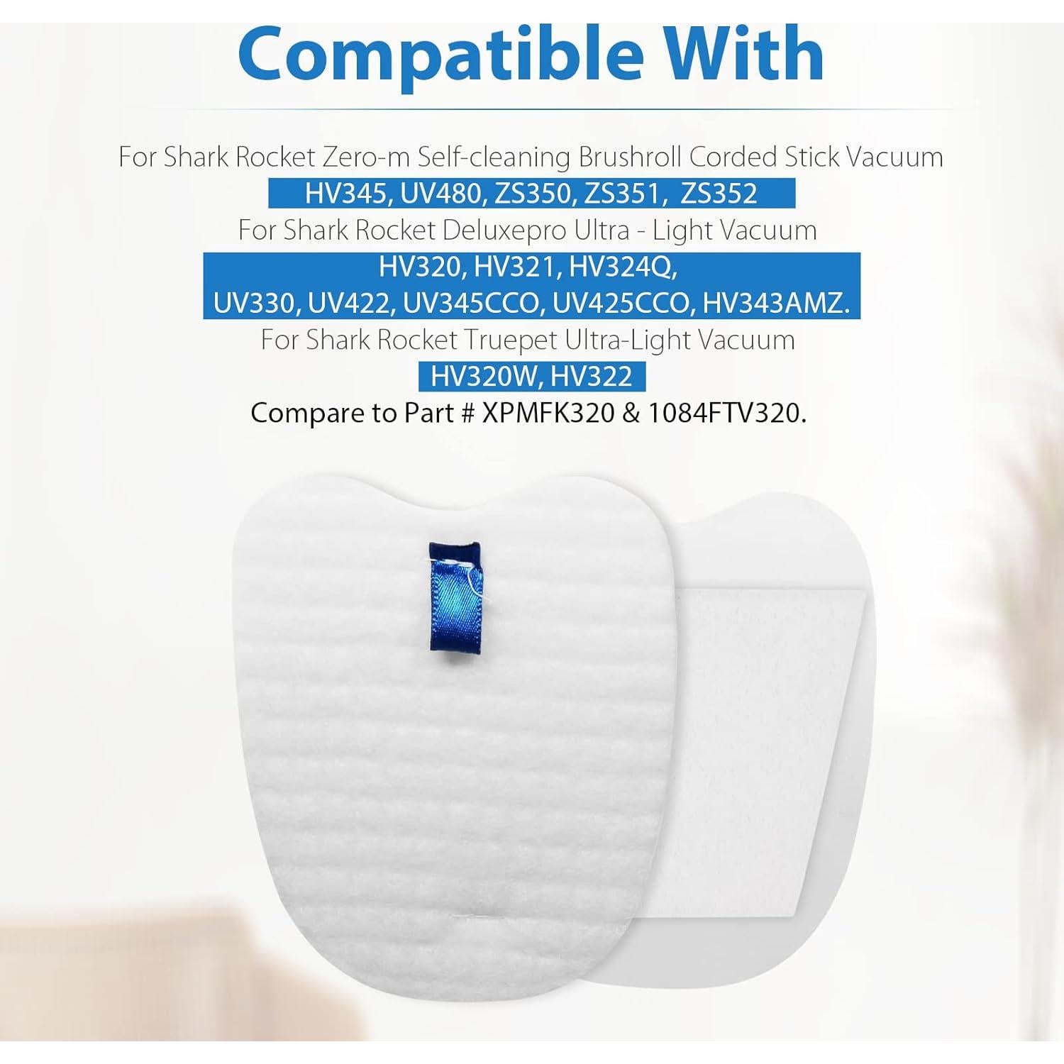 Juego de Filtros de Reemplazo Shark Rocket HV320 HV345 - 8 Piezas