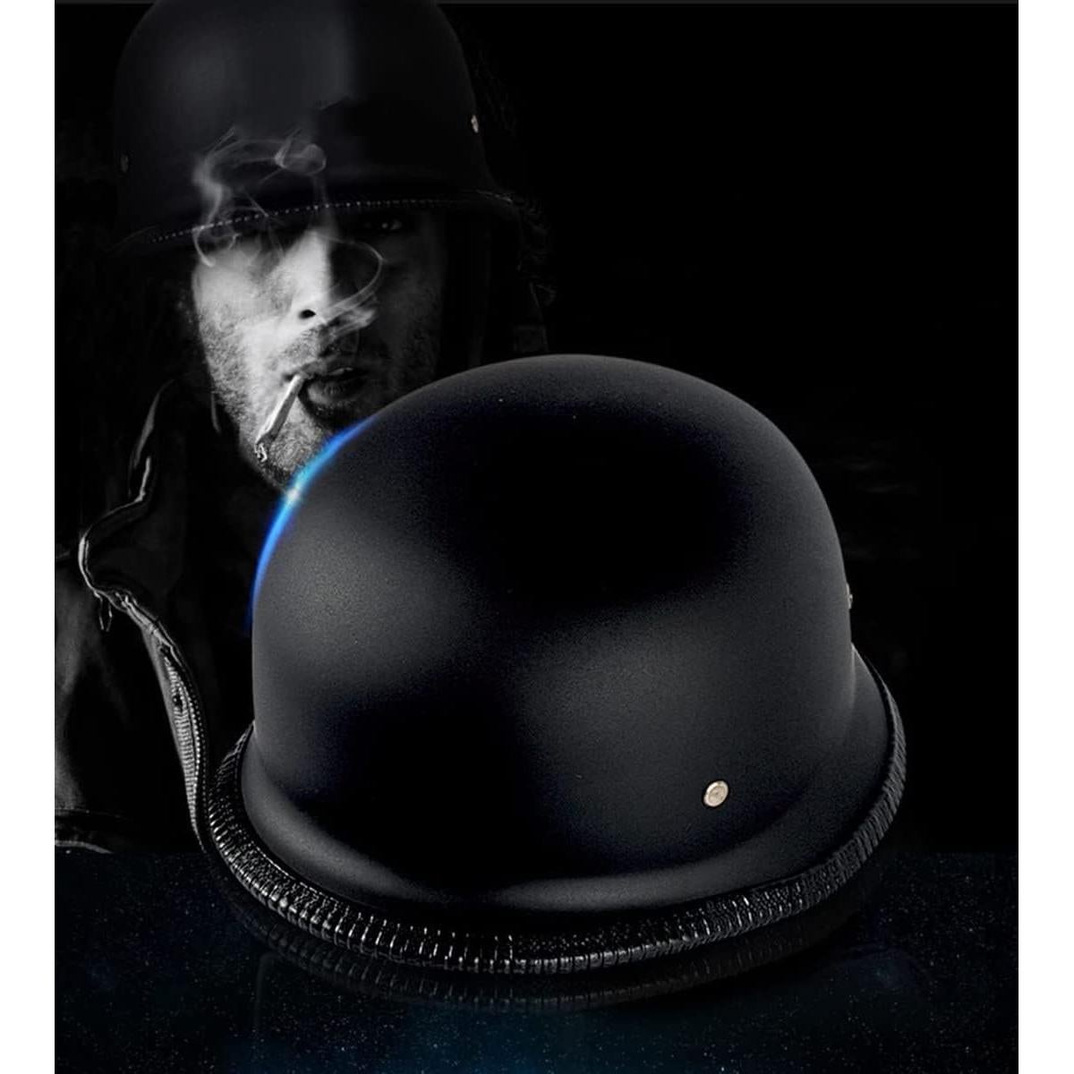 Casco de Motocicleta TXXFWJ ZM-01 Retro Negro Mate