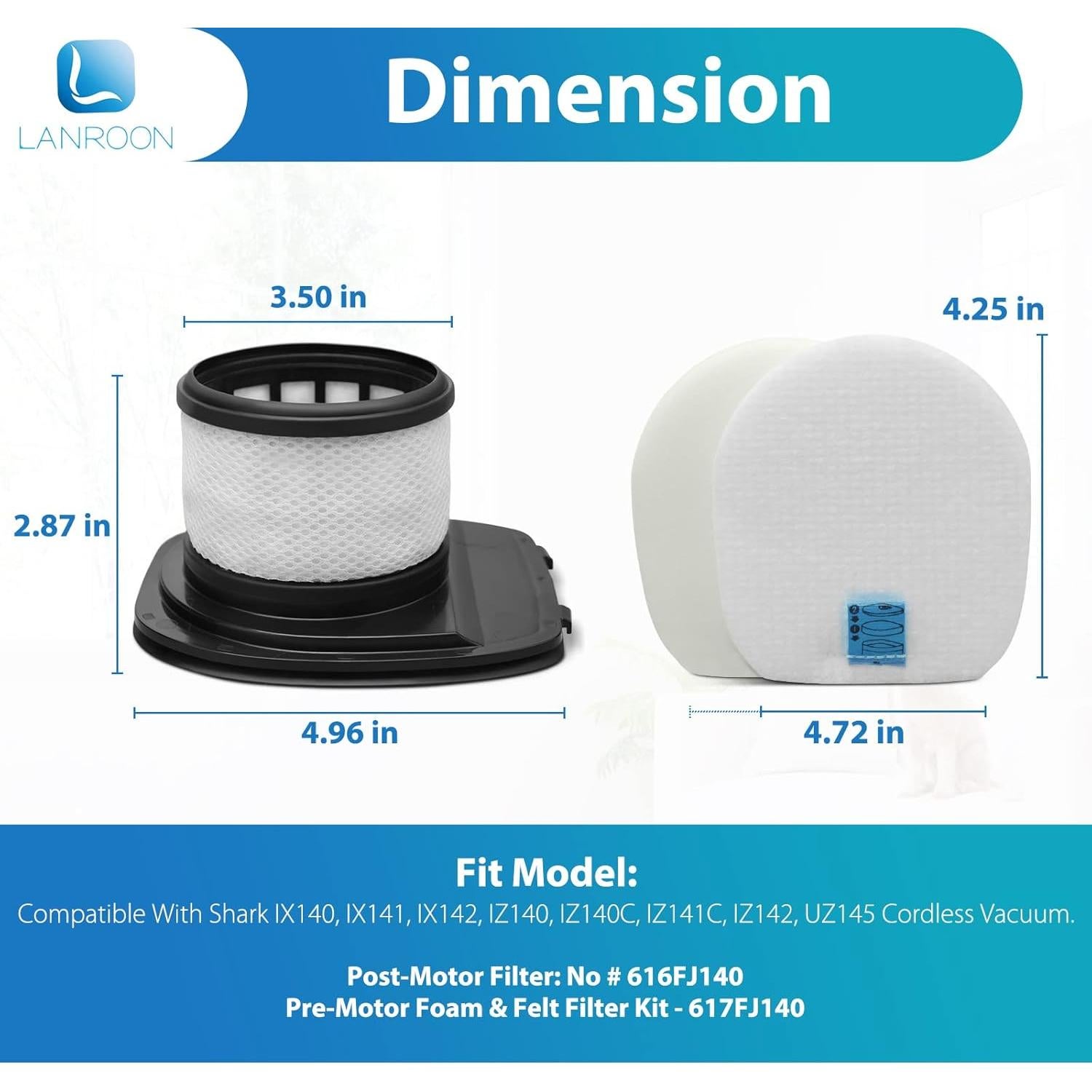 Filtros HEPA LANROON IX141 para Aspiradora Shark - 2+6 Paquete