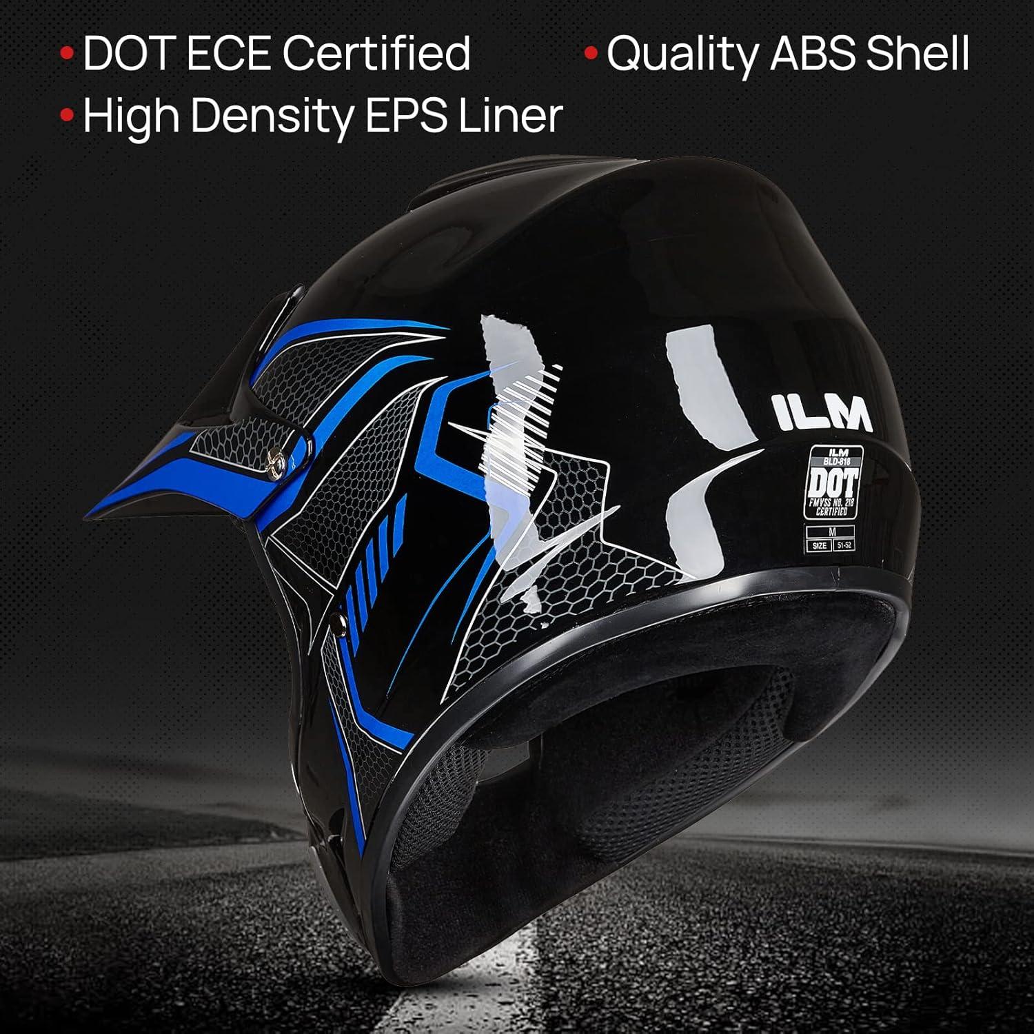 ILM Youth Kids Dirt Bike Helmet ATV Motocross DOT Off-Road Street Helmet Goggles Gloves Full Face Protective Helmet Model BLD-818