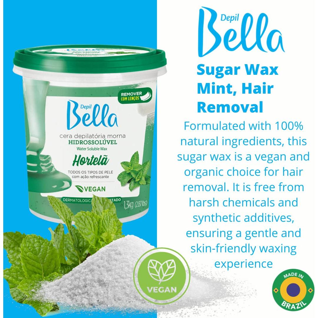 Pasta de Azúcar Depil Bella 1.30 kg Menta - Cera Natural para Cuerpo