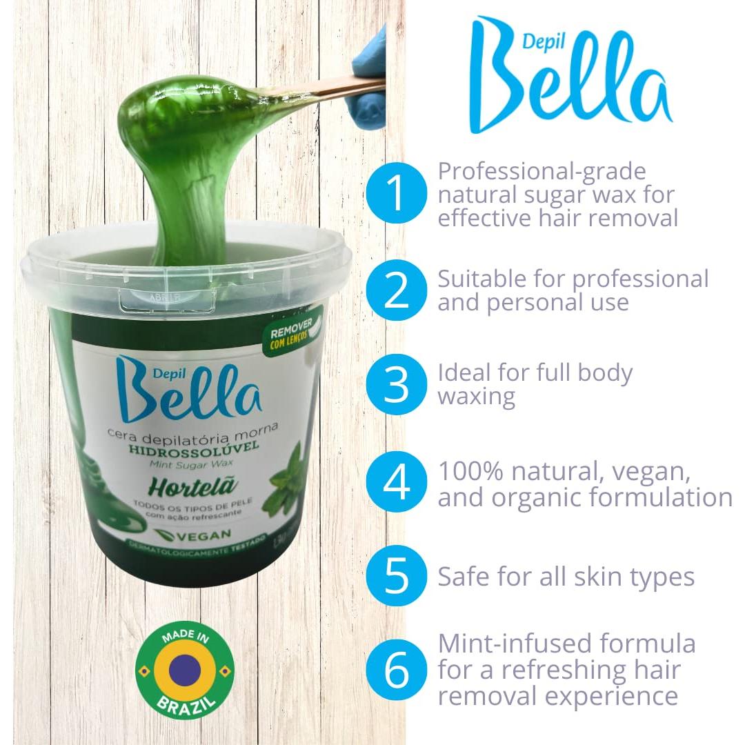 Pasta de Azúcar Depil Bella 1.30 kg Menta - Cera Natural para Cuerpo
