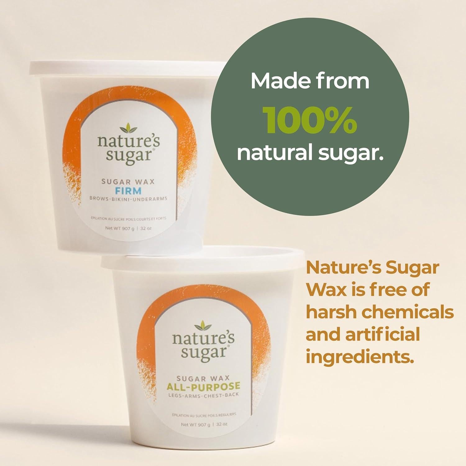 Wax Sugaring Paste for Legs, Back, Arms, Chest. All-Natural Hair Removal for Women and Men. Any skin types. Vegan. Cruelty-Free. (1 All Purpose, 1 Firm)