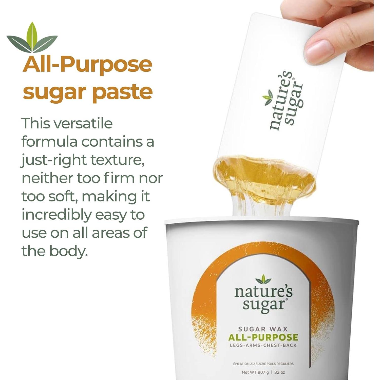 Wax Sugaring Paste for Legs, Back, Arms, Chest. All-Natural Hair Removal for Women and Men. Any skin types. Vegan. Cruelty-Free. (1 All Purpose, 1 Firm)