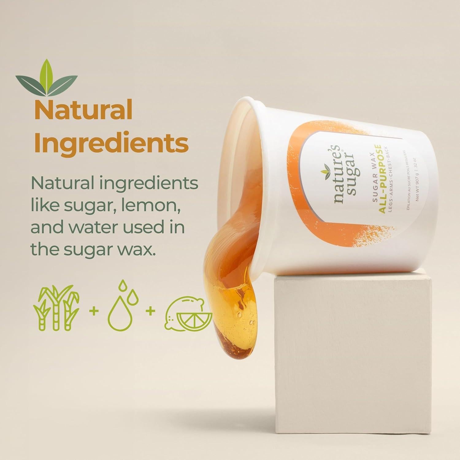 Wax Sugaring Paste for Legs, Back, Arms, Chest. All-Natural Hair Removal for Women and Men. Any skin types. Vegan. Cruelty-Free. (1 All Purpose, 1 Firm)