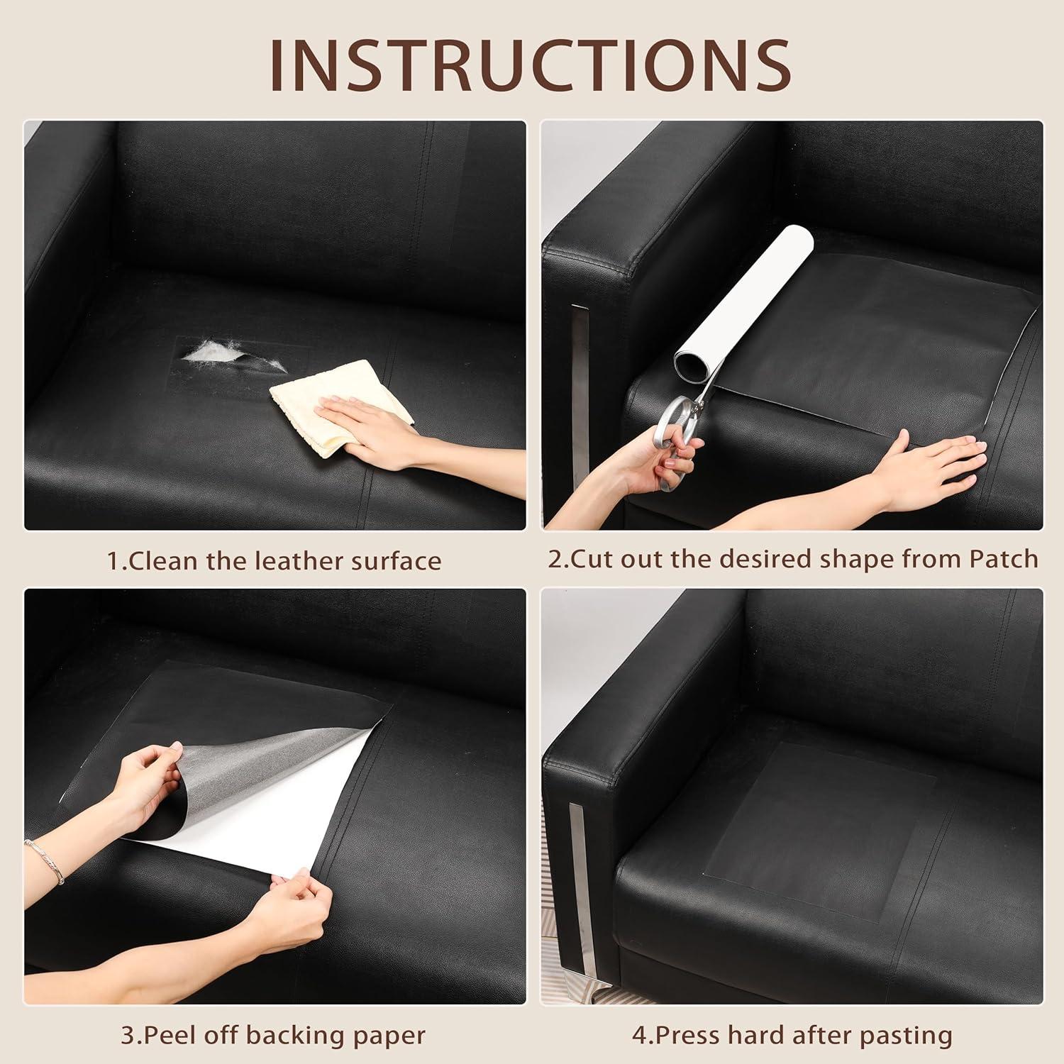 Parche de Reparación de Cuero JDLUGH 38x152 cm Marrón