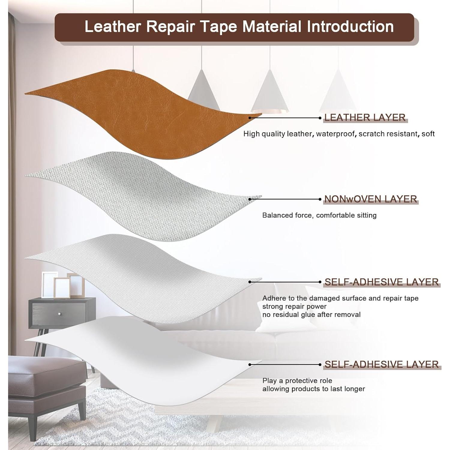 Parche de Reparación de Cuero JDLUGH 38x152 cm Marrón