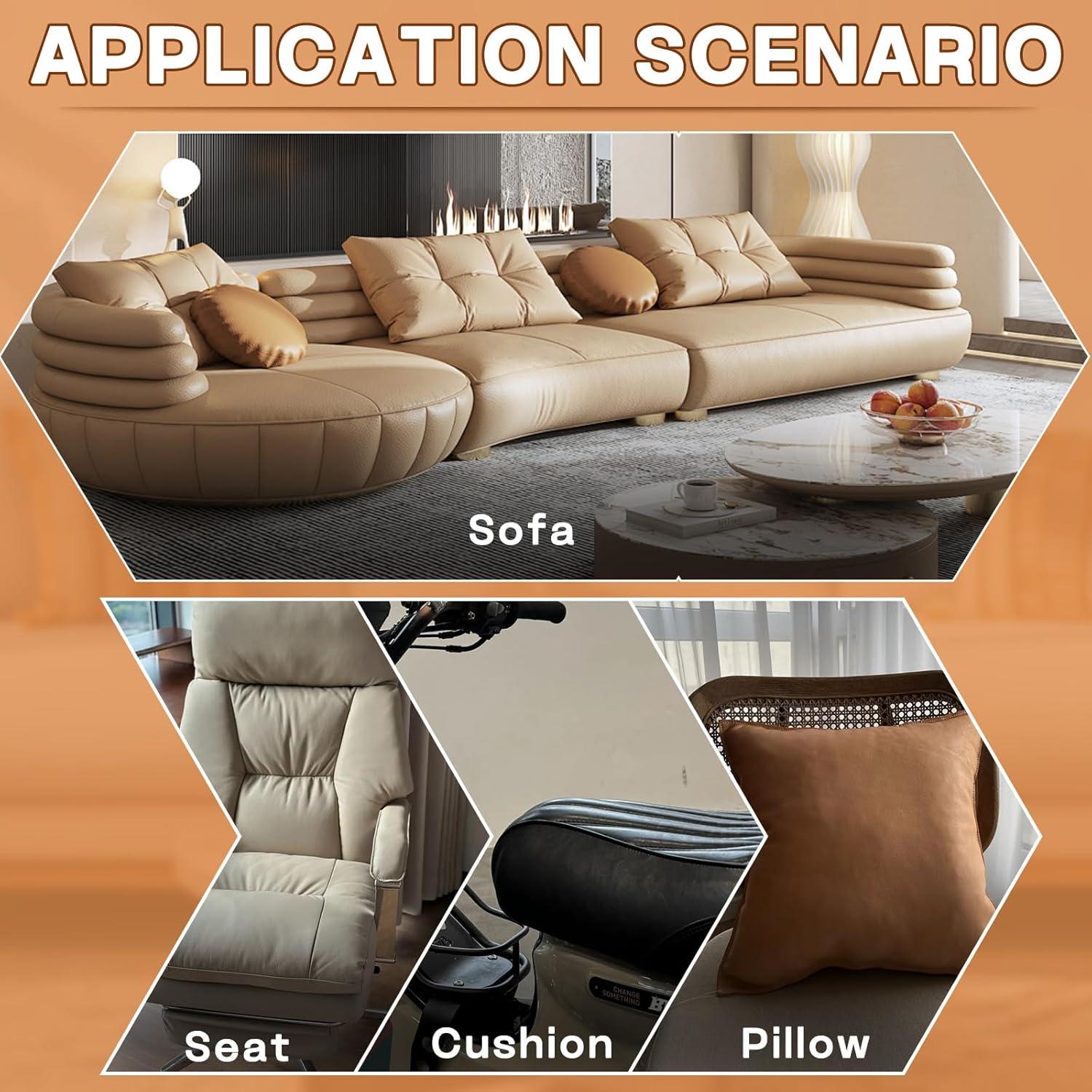 Fadoub Leather Repair Patch, 4 x 63In Self Adhesive Leather Repair Tape for Furniture, Vinyl Repair Tape for Repairing Vinyl, Couch, Sofa, Car Seats, Car Interior (Dark Gray)