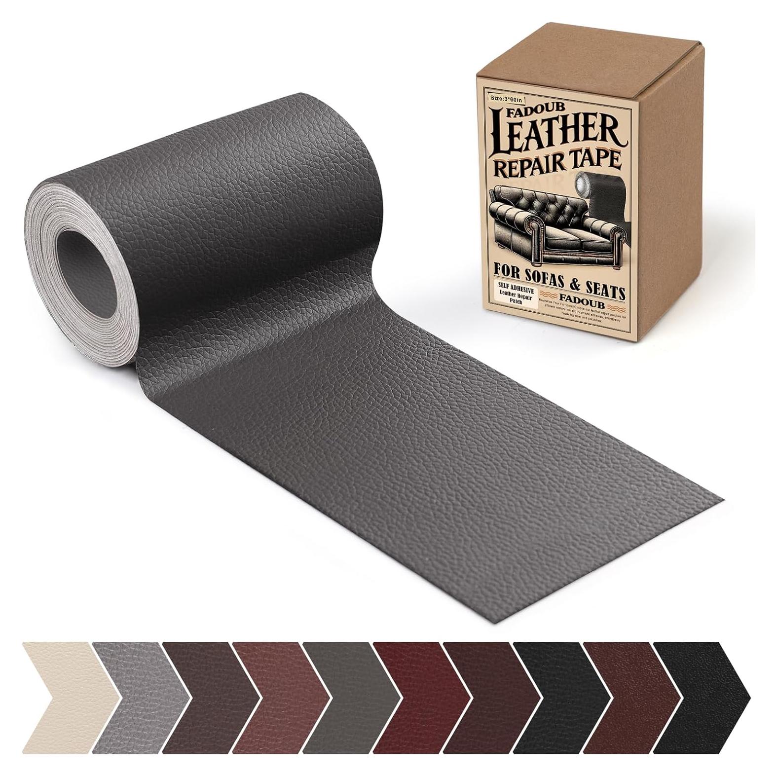 Kit de Reparación de Cuero Fadoub 3x152 cm Autoadhesivo Gris