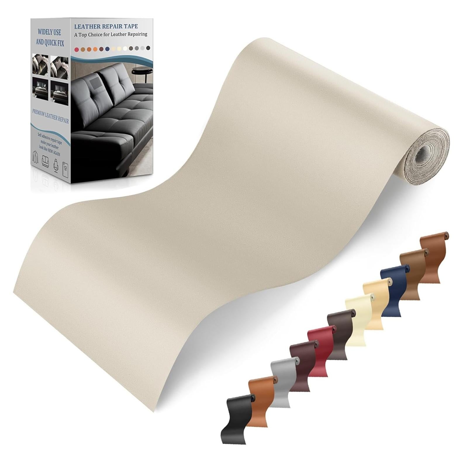 YAFLC Self Adhesive Leather Repair Tape Kit, 4"x 63" Leather Repair Patch for Furniture, Leather Repair Patch for Car seat, Sofas, Couch, Boat Seat Apricot