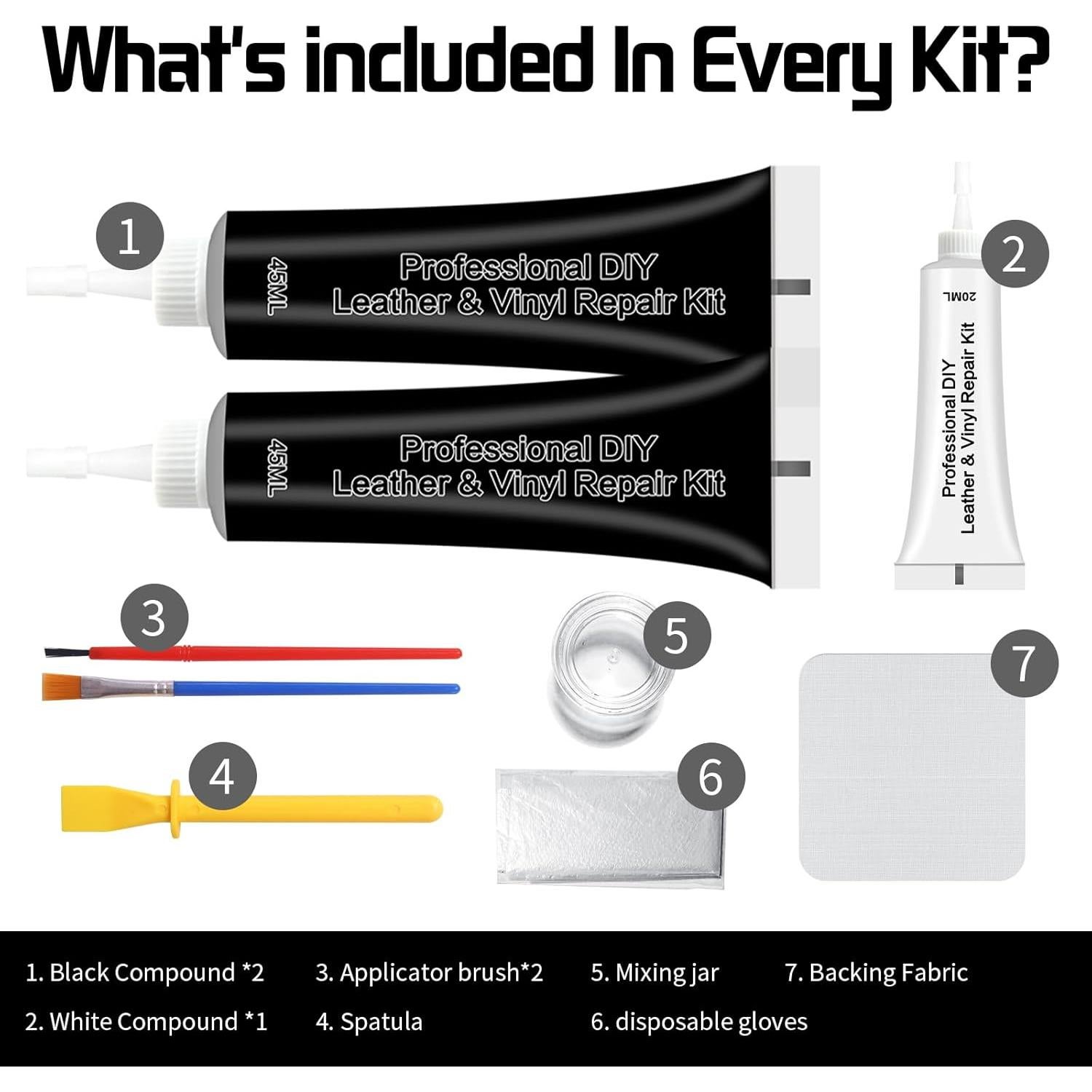 Kit de Reparación de Cuero Negro Laxmorph - Muebles y Autos