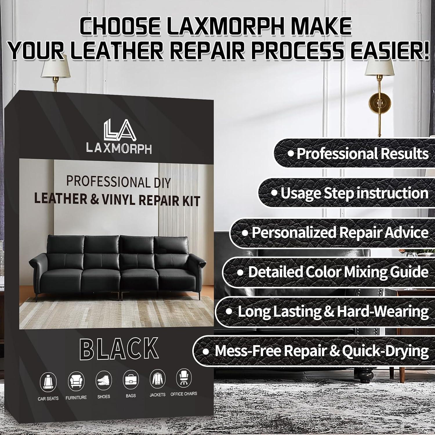 Kit de Reparación de Cuero Negro Laxmorph - Muebles y Autos