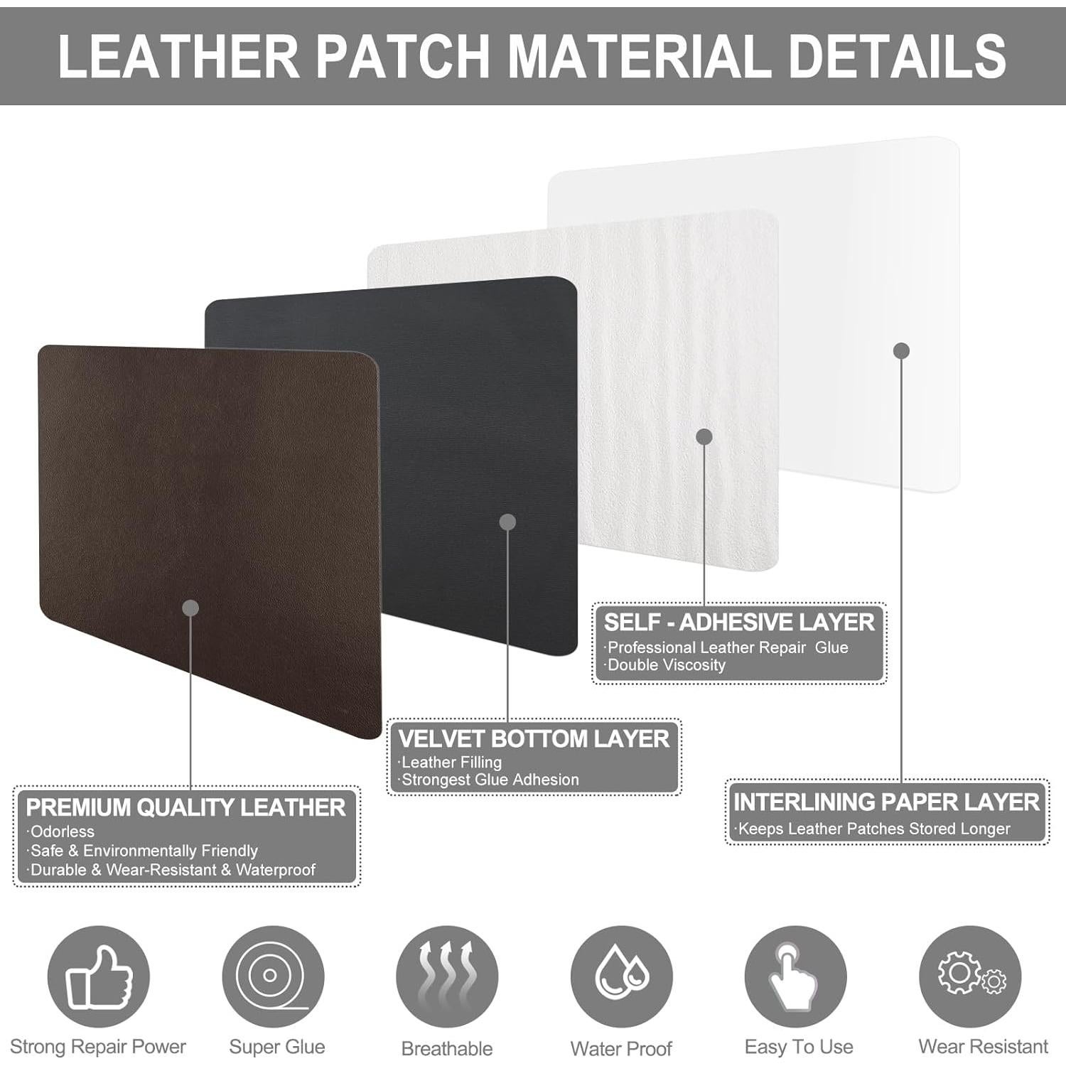 Parche de Cuero Autoadhesivo DKStarry 43x200 cm Marrón Oscuro