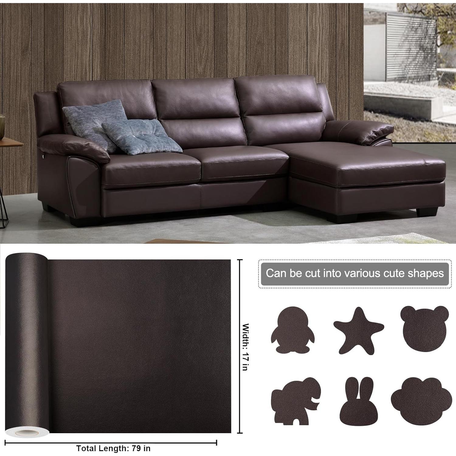 Parche de Cuero Autoadhesivo DKStarry 43x200 cm Marrón Oscuro