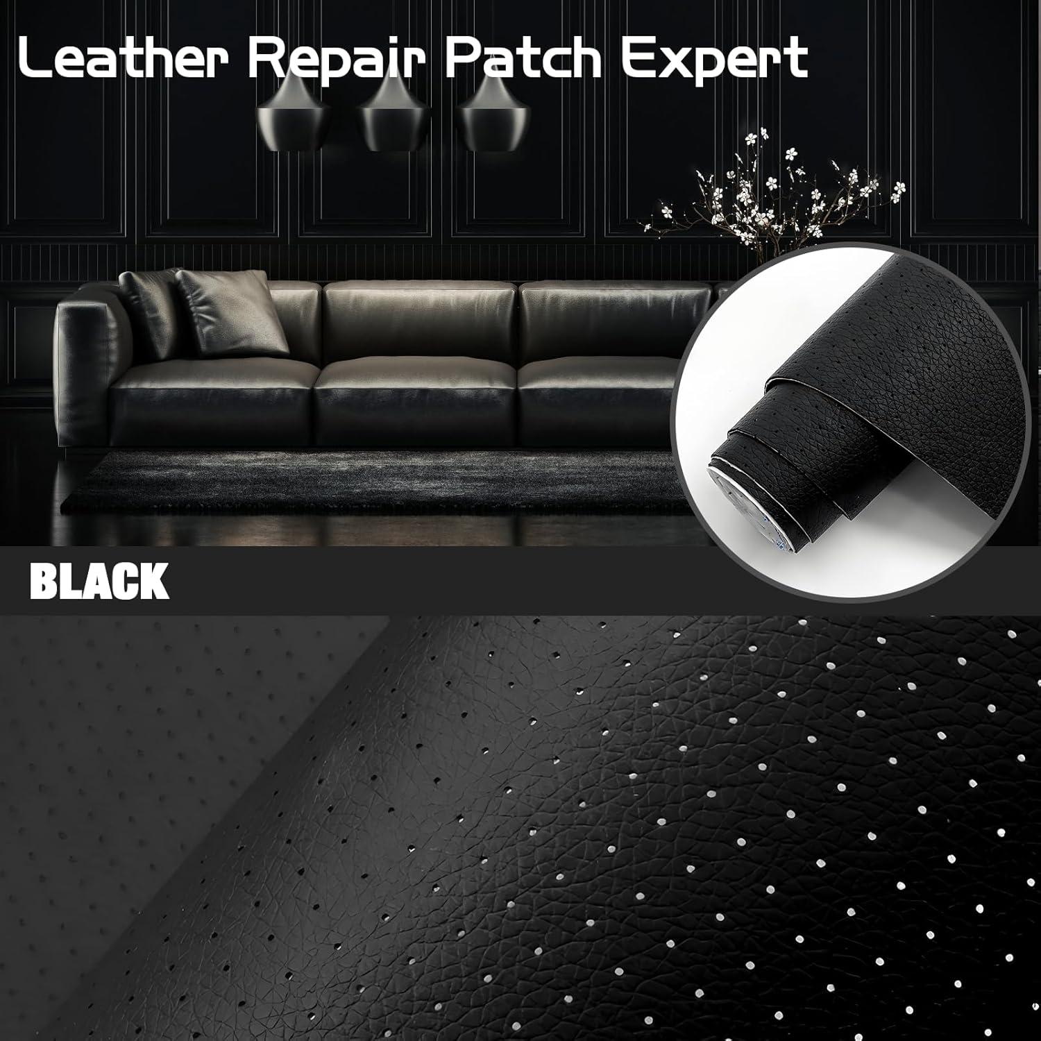 Parche de Reparación de Cuero Scettar 10x200cm Negro Autoadhesivo