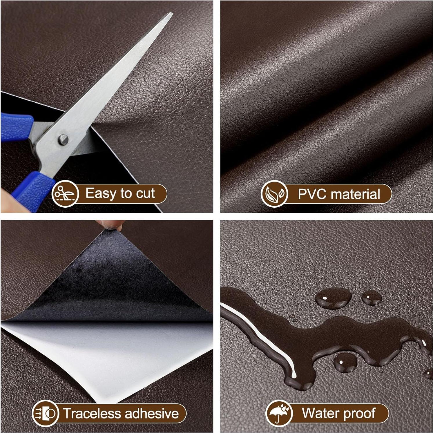 Parche de Reparación de Cuero Amiya 40x203 cm Marrón Oscuro