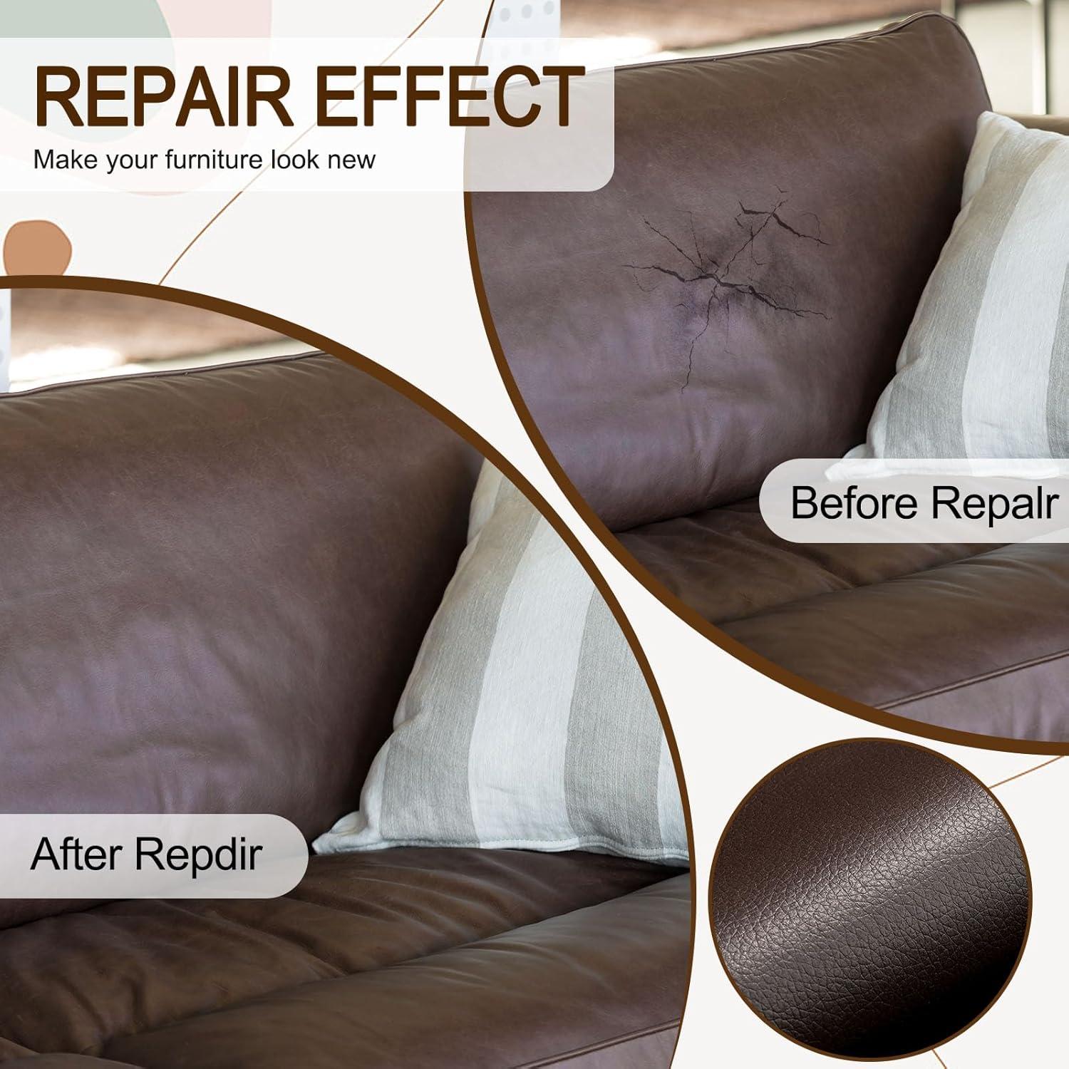 Parche de Reparación de Cuero Amiya 40x203 cm Marrón Oscuro