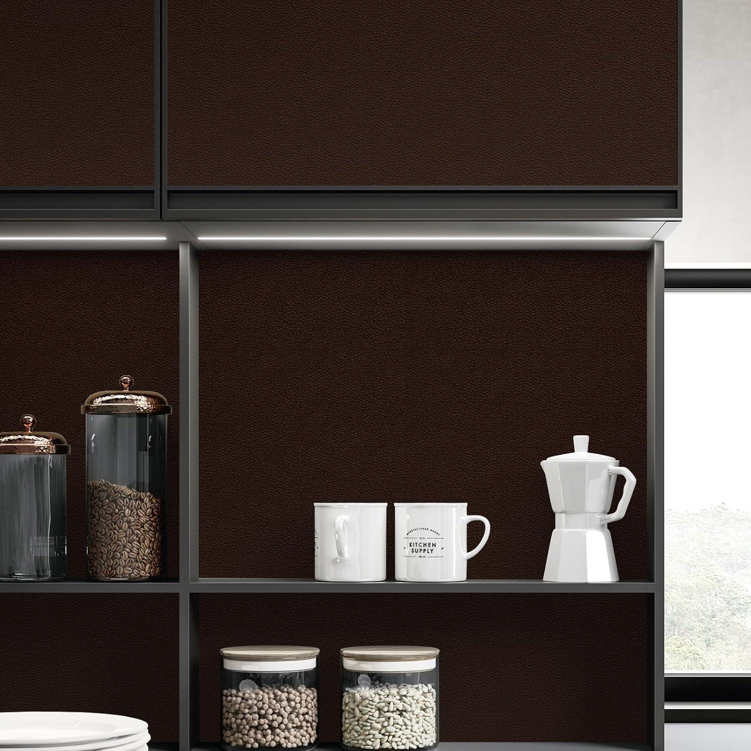 Parche de Reparación de Cuero Amiya 40x203 cm Marrón Oscuro