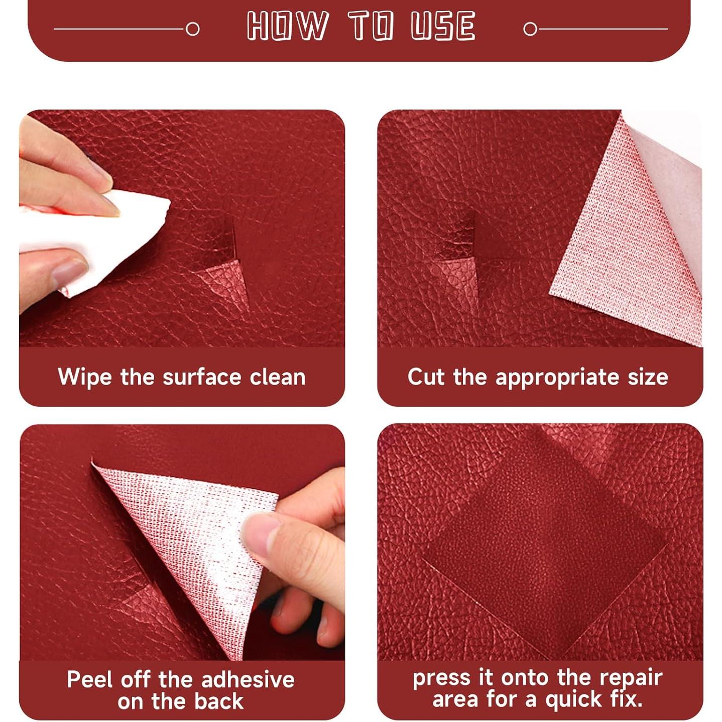 Parche de Reparación de Cuero Autoadhesivo Rojo 200x40 cm