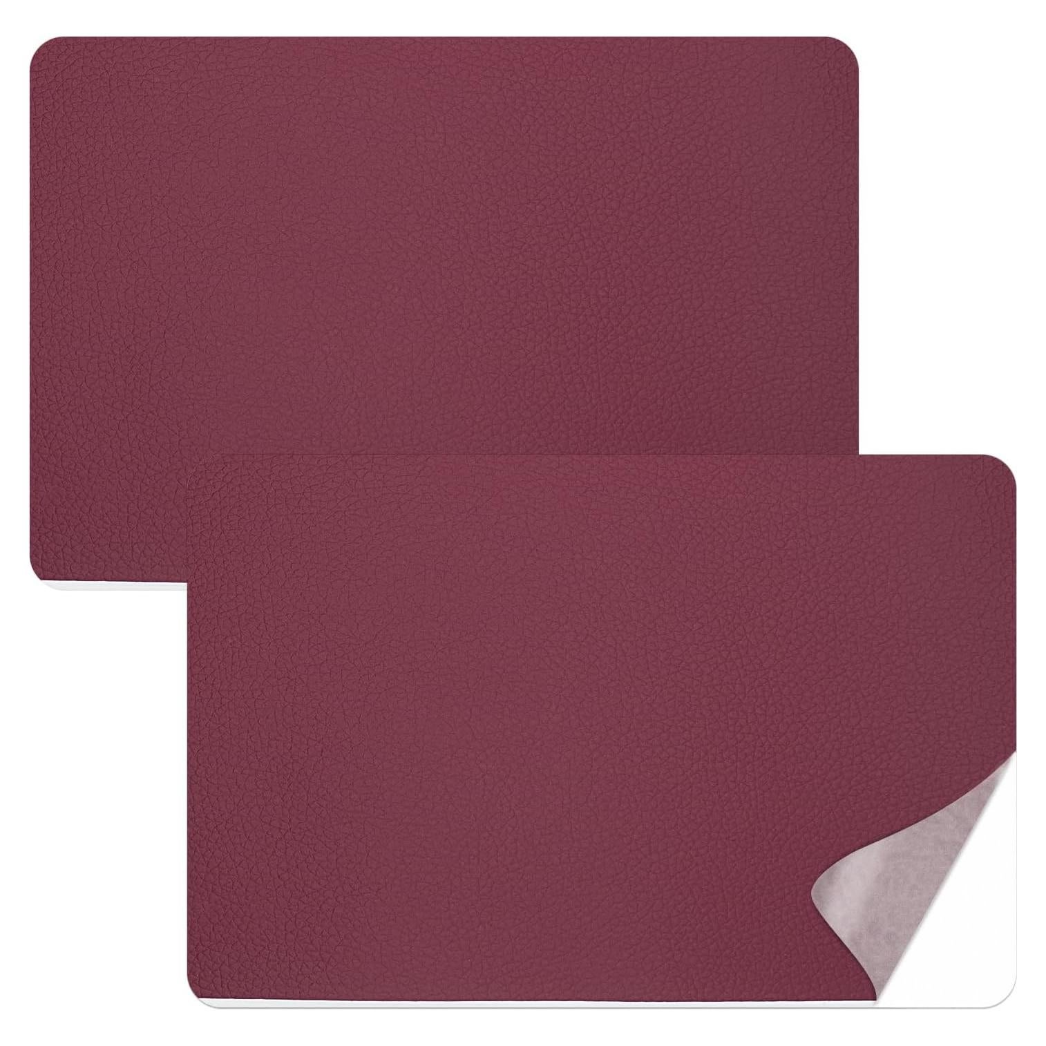 Parche de Reparación de Cuero Autoadhesivo Silllule 20x28 cm Rojo Vino