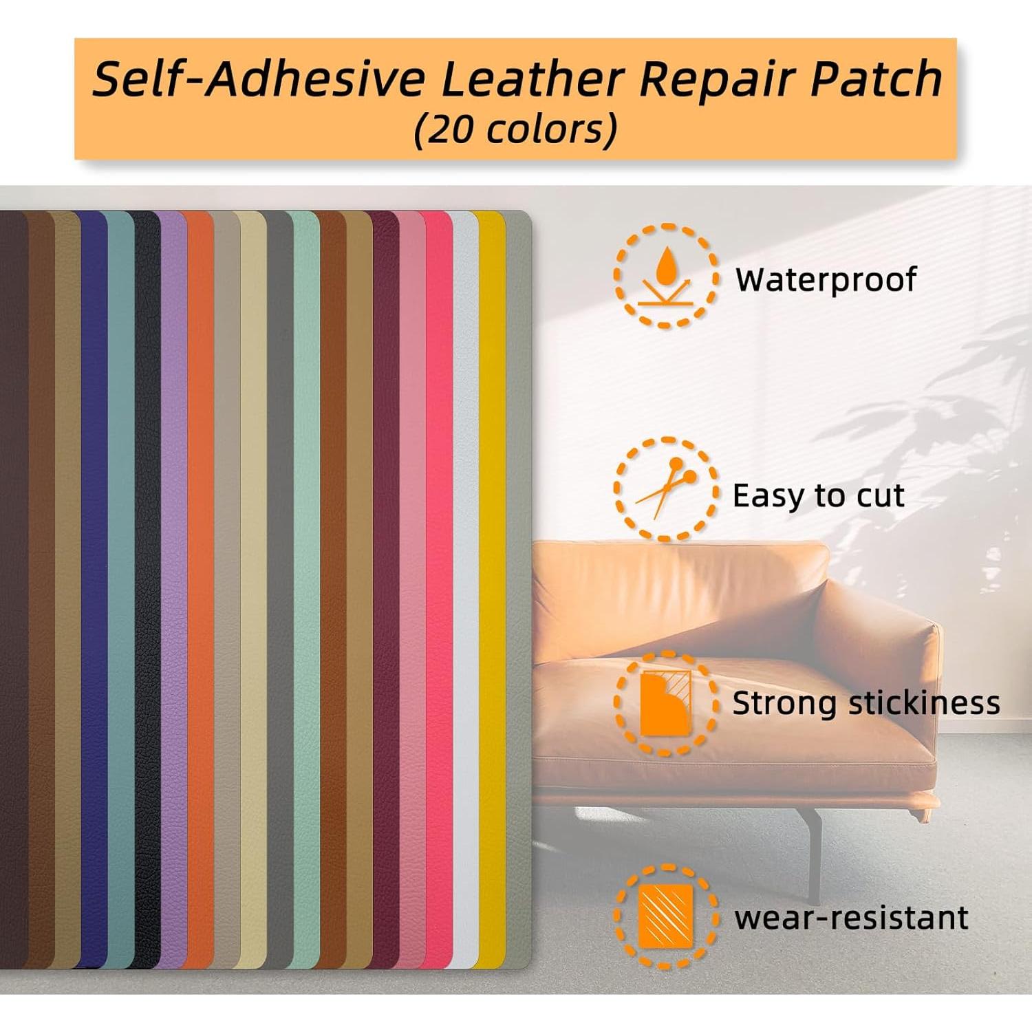 Parche de Reparación de Cuero Autoadhesivo Silllule 20x28 cm Rojo Vino