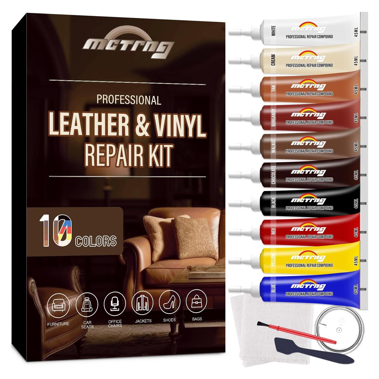 Kit de Reparación de Cuero MCTRHG - 10 Colores, Fácil de Usar
