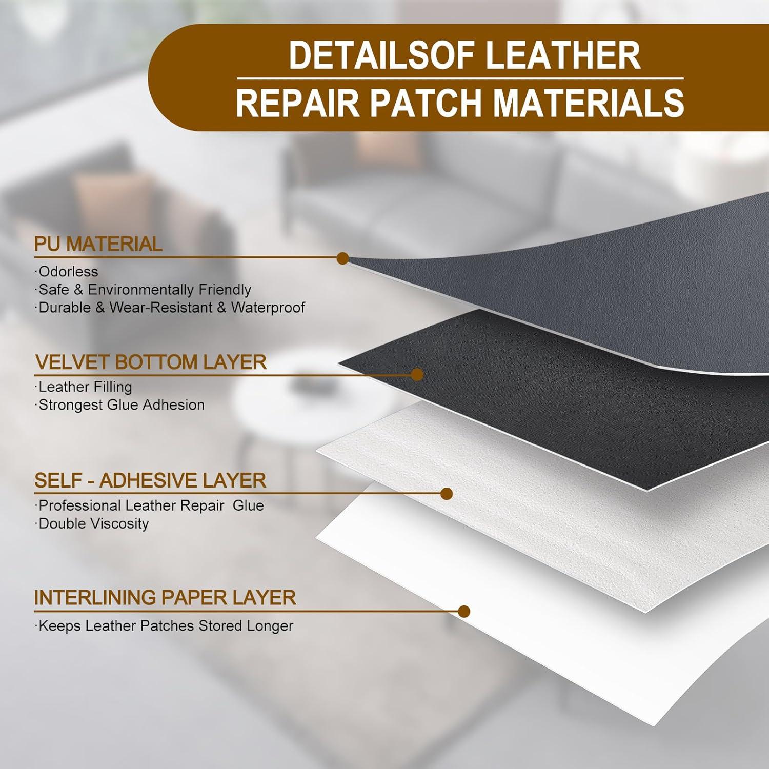 Parche de Cuero Autoadhesivo HONGYU 43x76cm Gris Oscuro