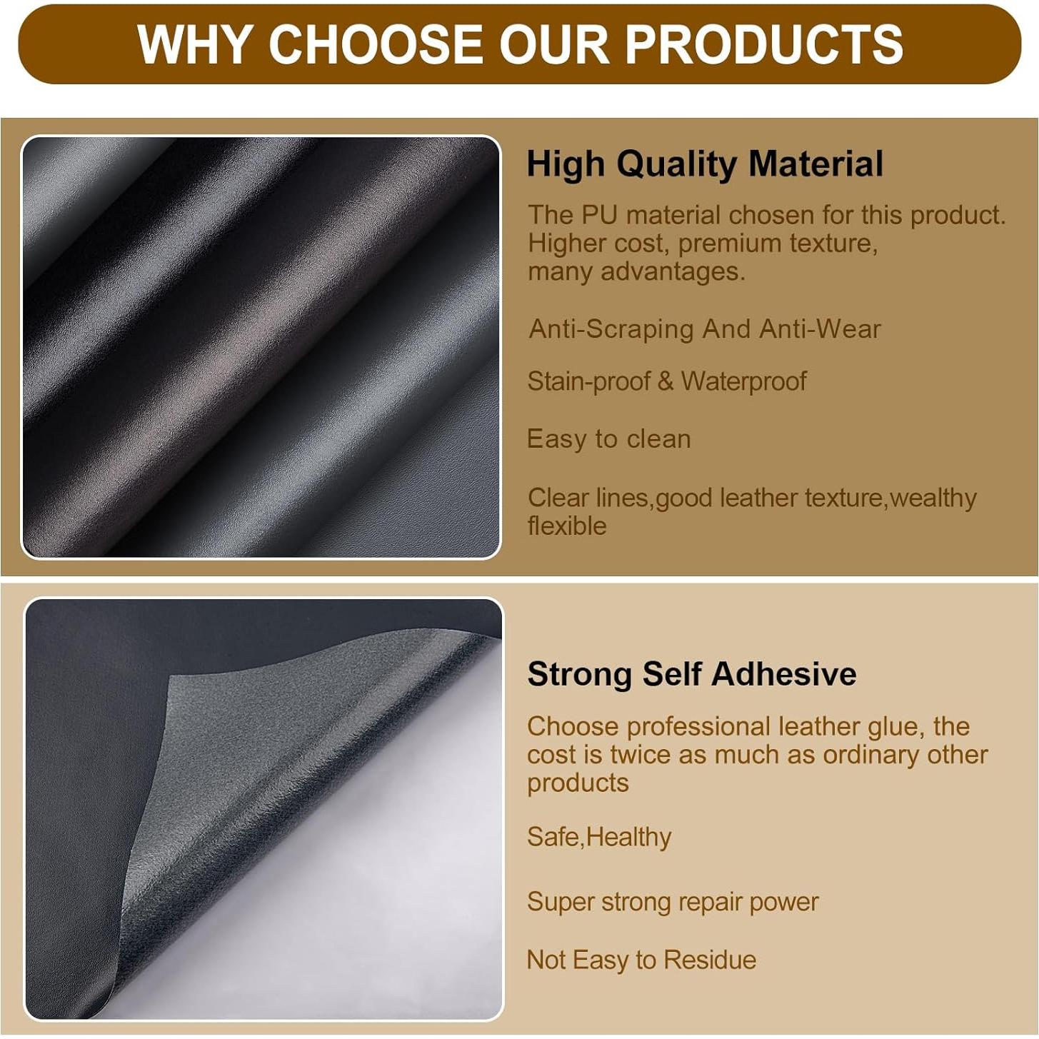 Parche de Cuero Autoadhesivo HONGYU 43x76cm Gris Oscuro