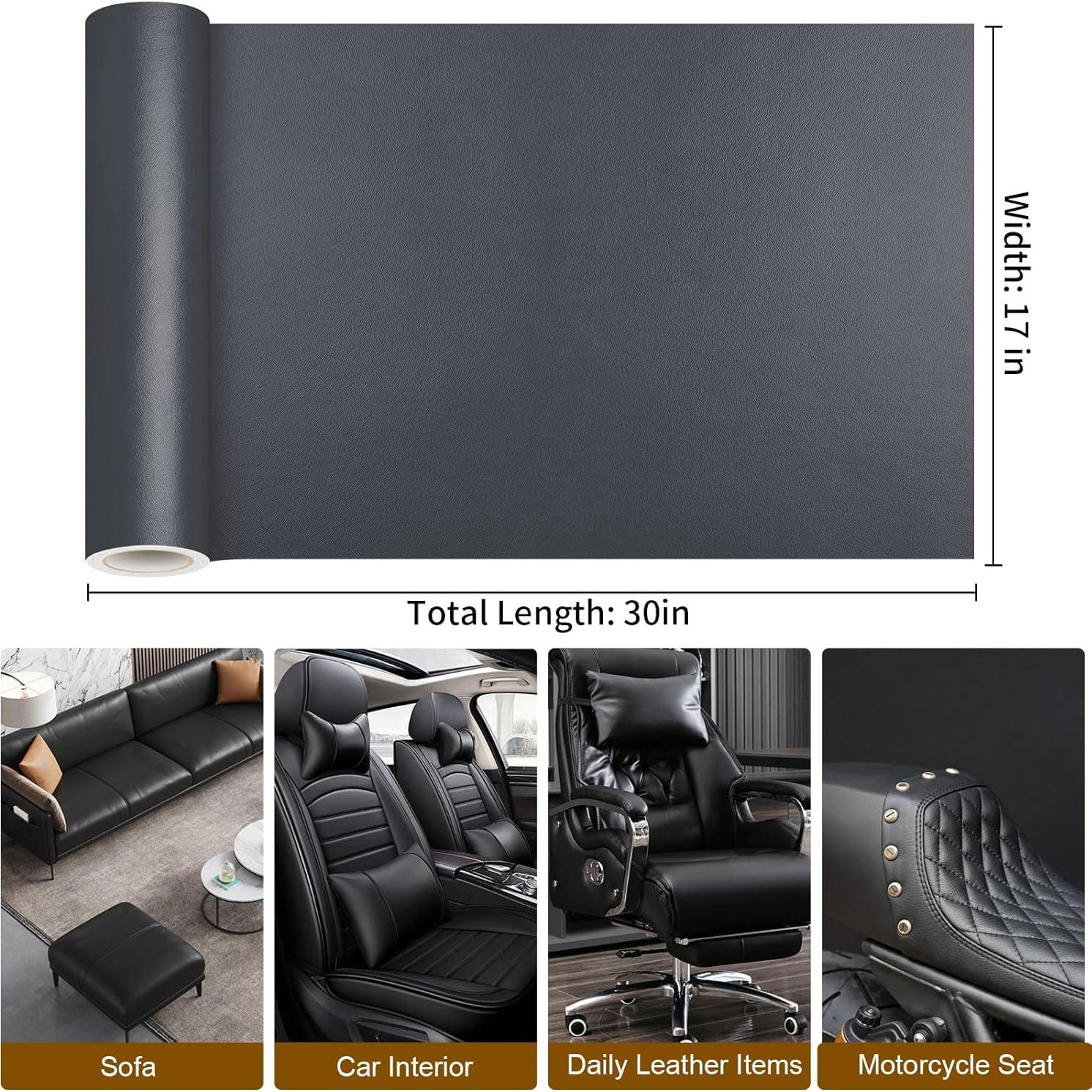 Parche de Cuero Autoadhesivo HONGYU 43x76cm Gris Oscuro