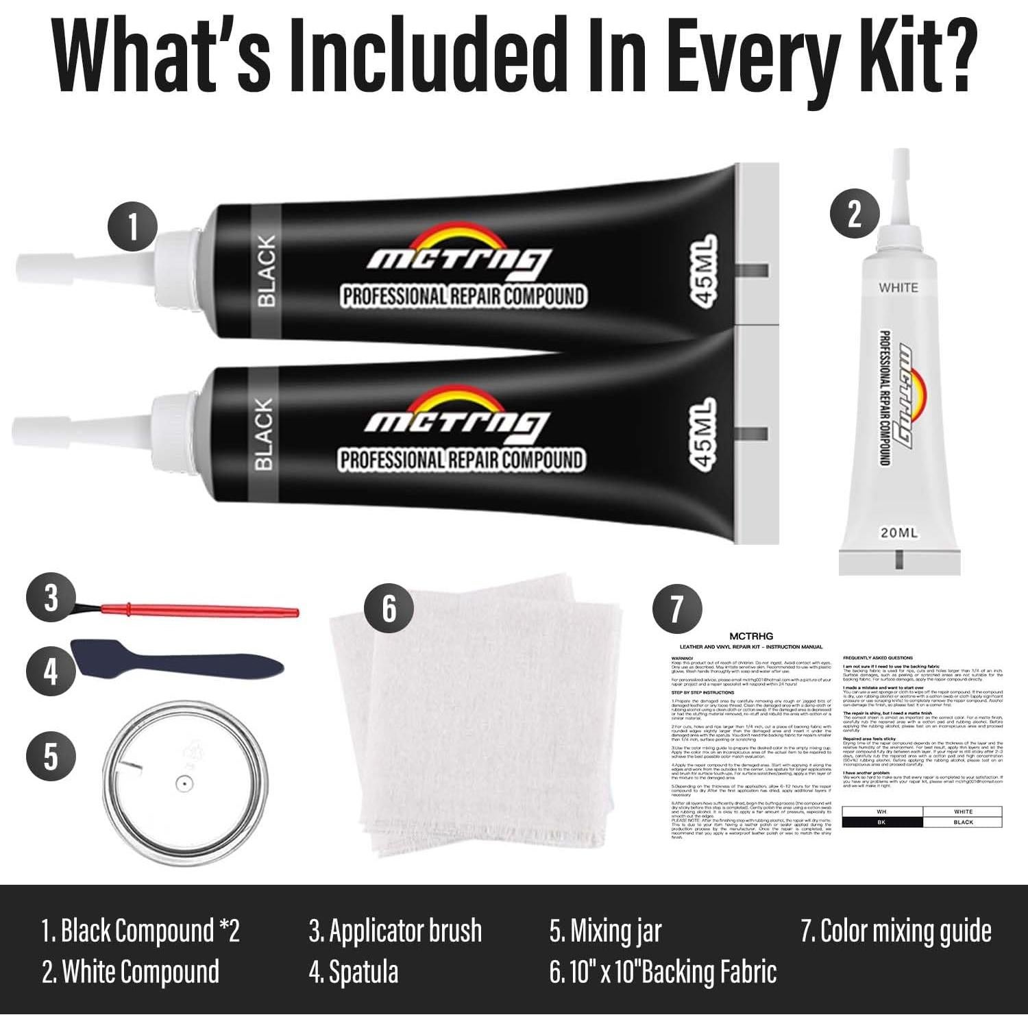 Kit de Reparación de Cuero Negro MCTRHG para Automóviles