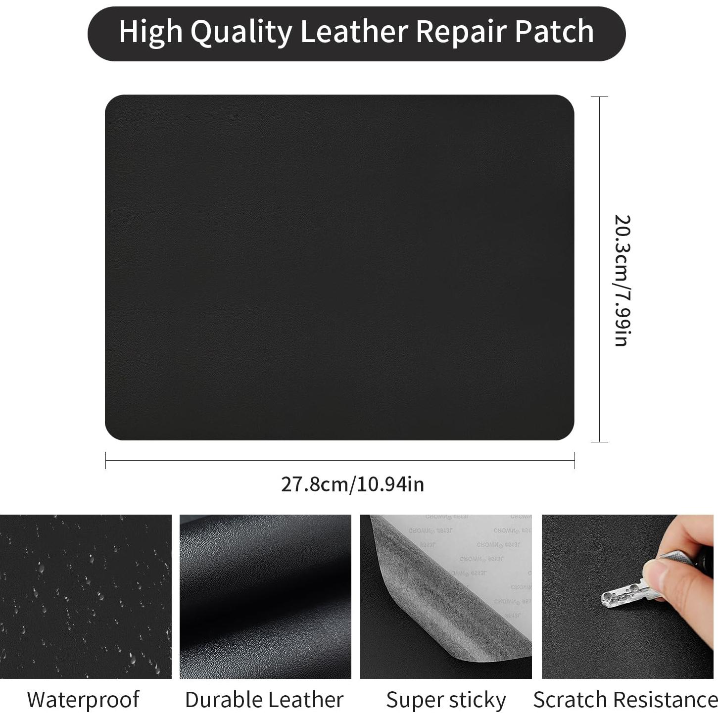 Parche de Reparación de Cuero Autoadhesivo ZESION 20x28 cm Negro