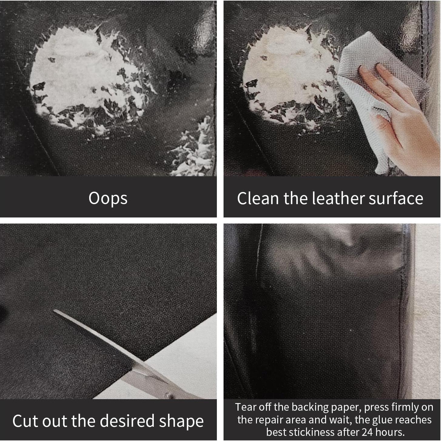 Parche de Reparación de Cuero Autoadhesivo ZESION 20x28 cm Negro