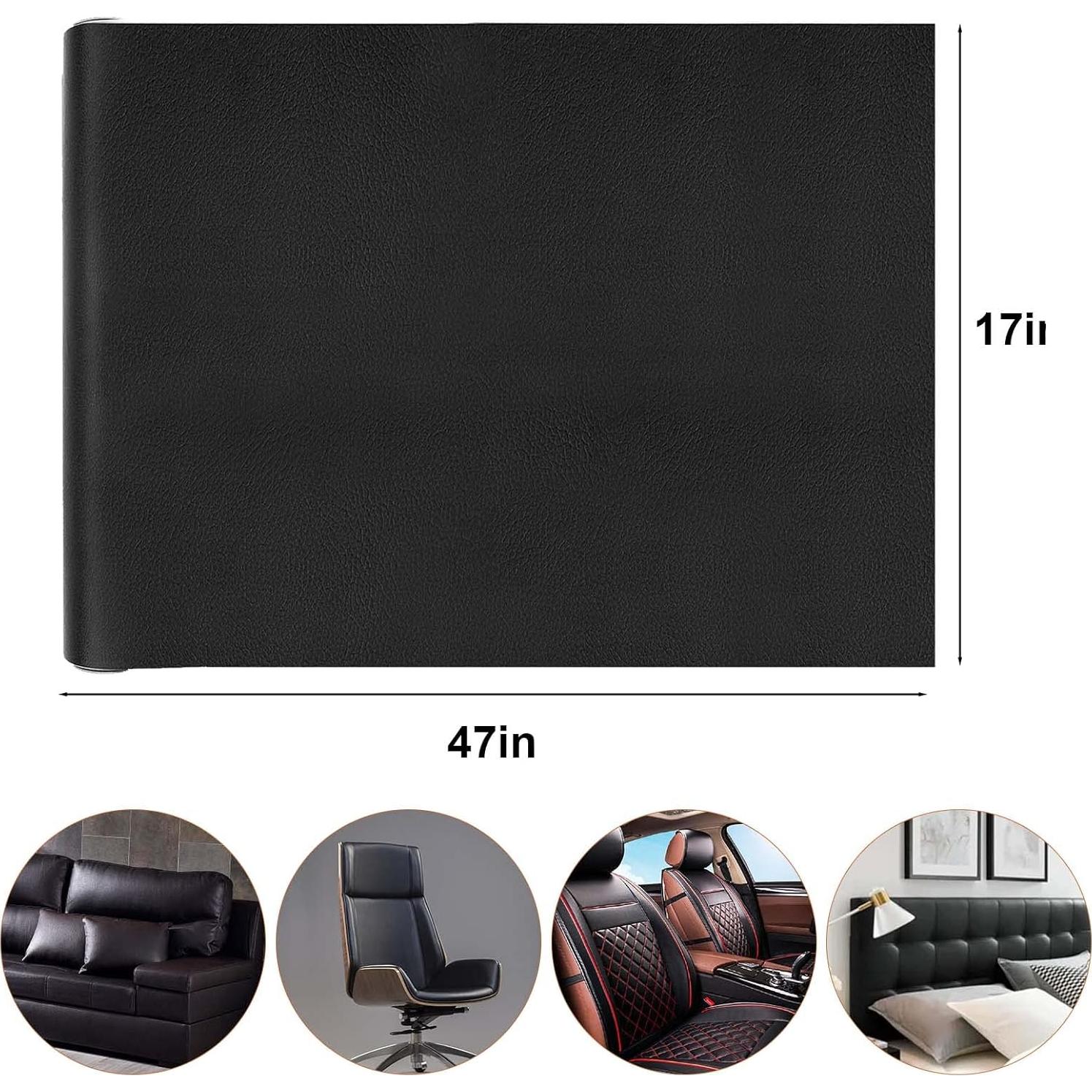 Parche de Cuero Autoadhesivo Vodolo 119x43 cm Negro Brillante