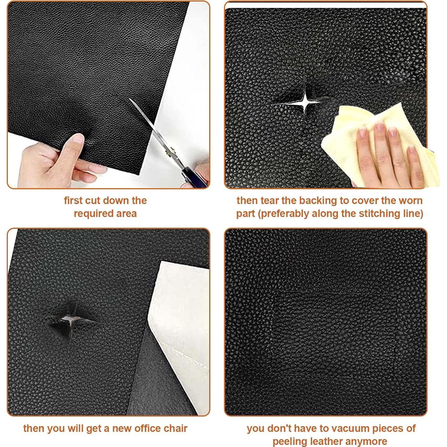 Parche de Cuero Autoadhesivo Vodolo 119x43 cm Negro Brillante