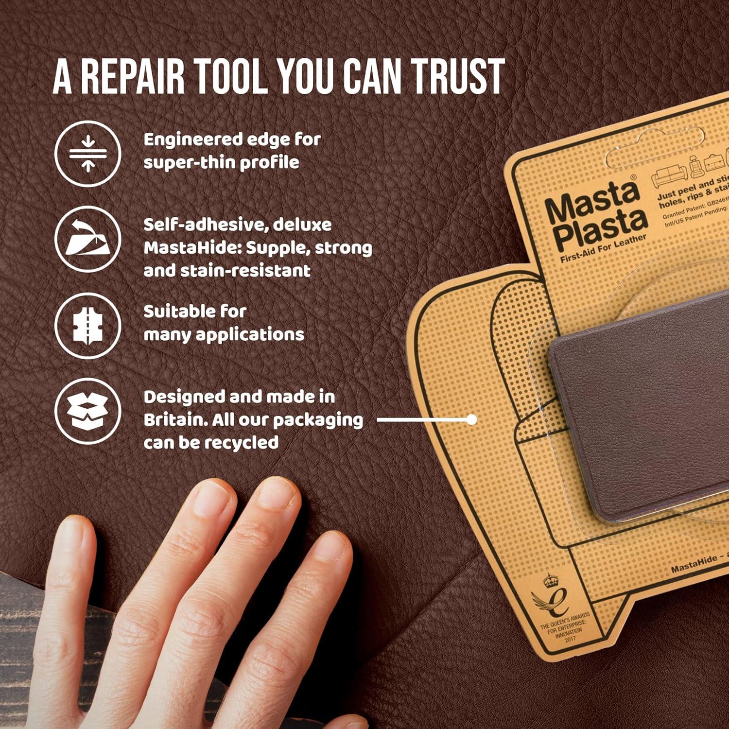 Parche de Reparación de Cuero MastaPlasta Beige 10x6 cm