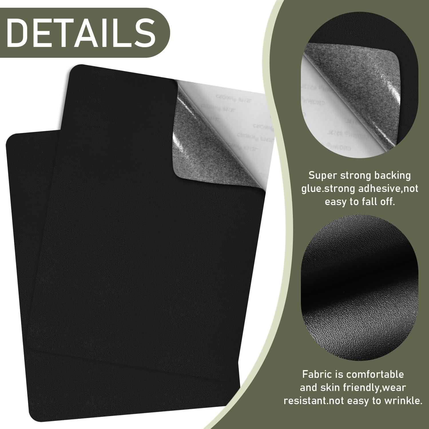Self Adhesive Leather Patches Ideal for Couch, Sofas, Car & Office Chair Repair Pack of 2 Black