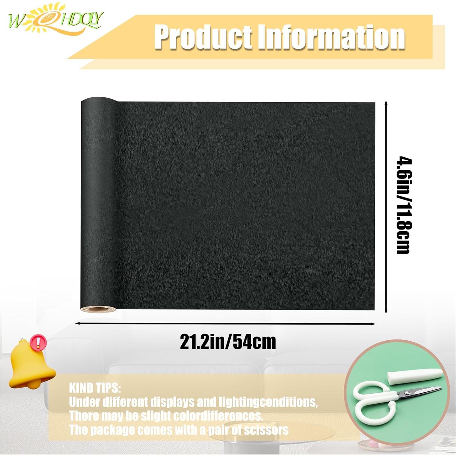 Parche de Reparación de Cuero WQHDQLY 30x137 cm Negro 2 PCS