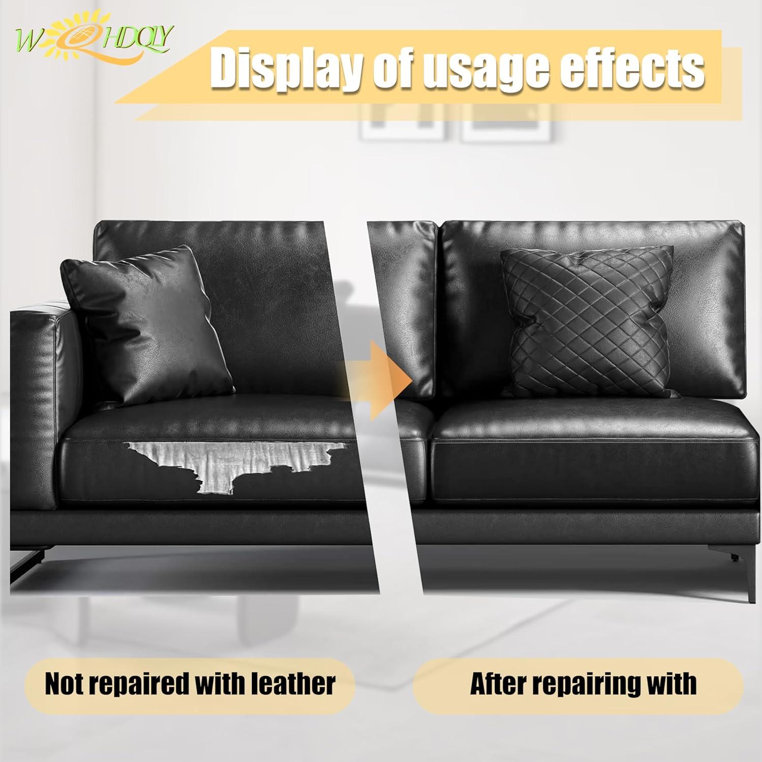 Parche de Reparación de Cuero WQHDQLY 30x137 cm Negro 2 PCS