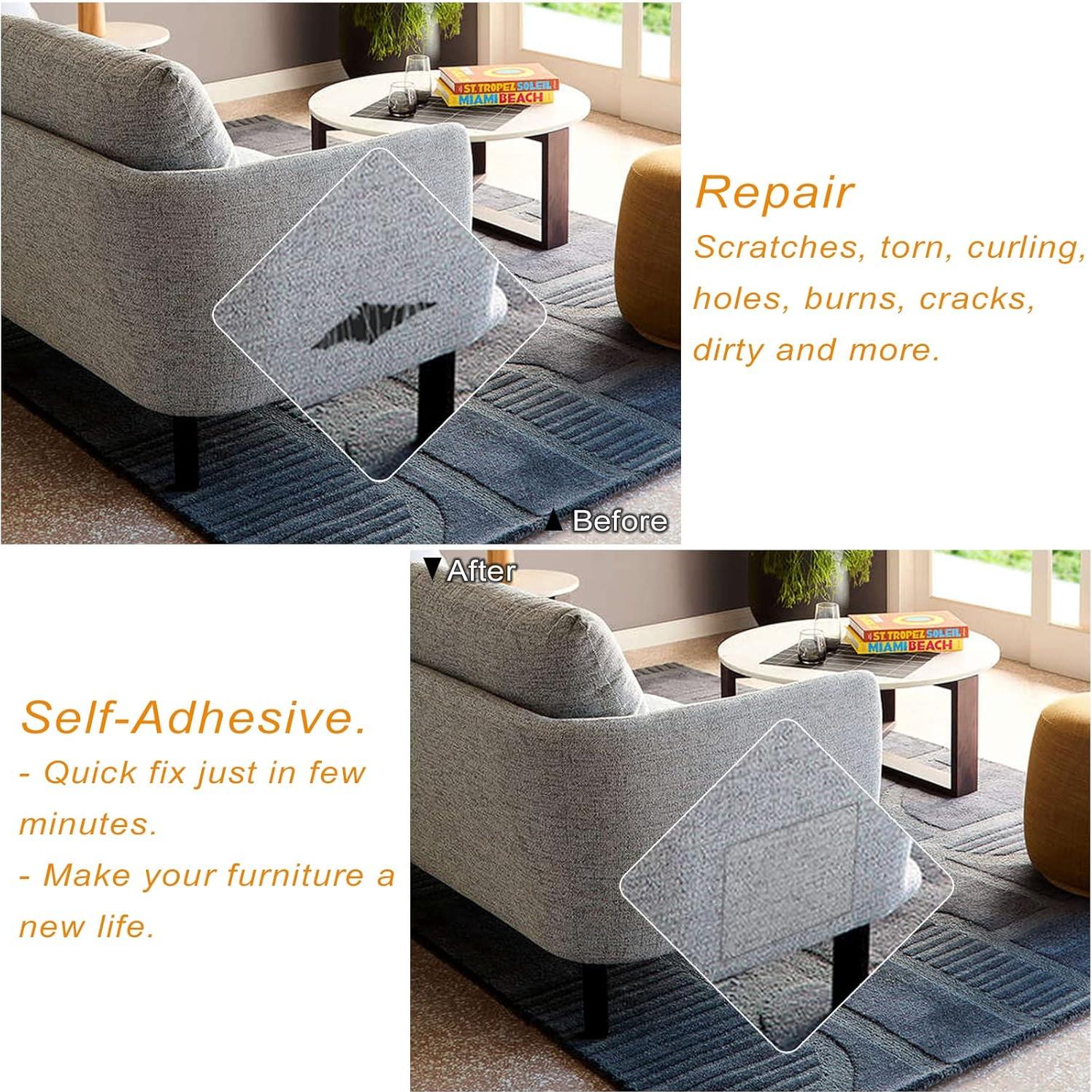 Parche Autoadhesivo de Tela de Lino ILOFRI 20x28 cm 2 Pcs - Gris Claro