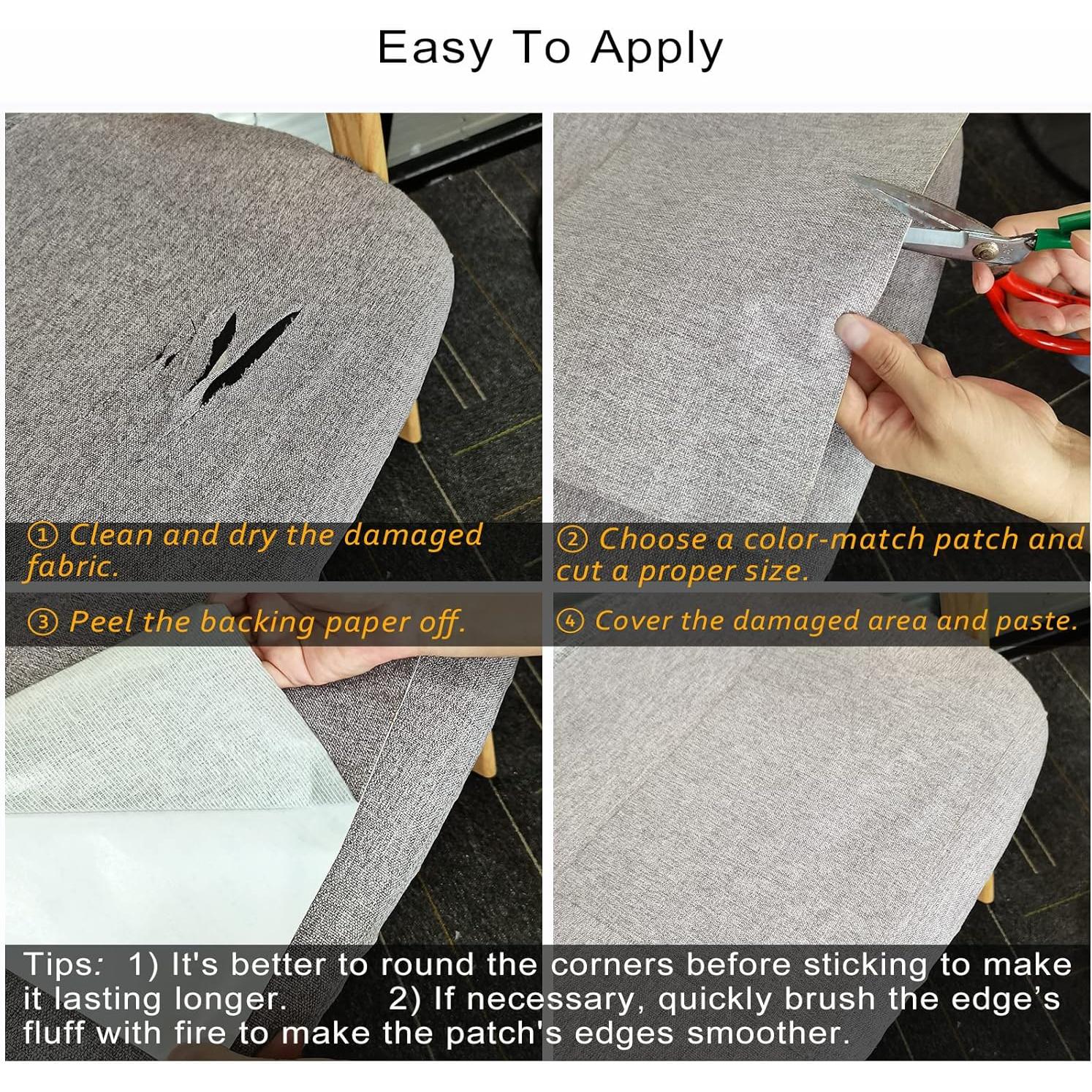 Parche Autoadhesivo de Tela de Lino ILOFRI 20x28 cm 2 Pcs - Gris Claro