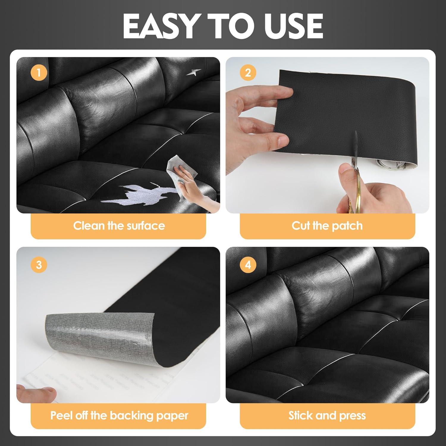 Parche de Reparación de Cuero Autoadhesivo SOTISI 43x200 cm Negro