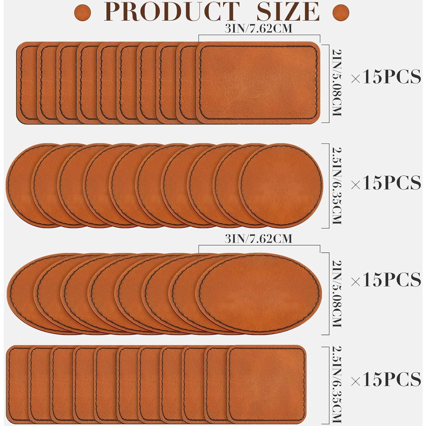 Dunzy 60 Pcs Parches de Cuero Sintético para Sombreros 7.62x5.08cm