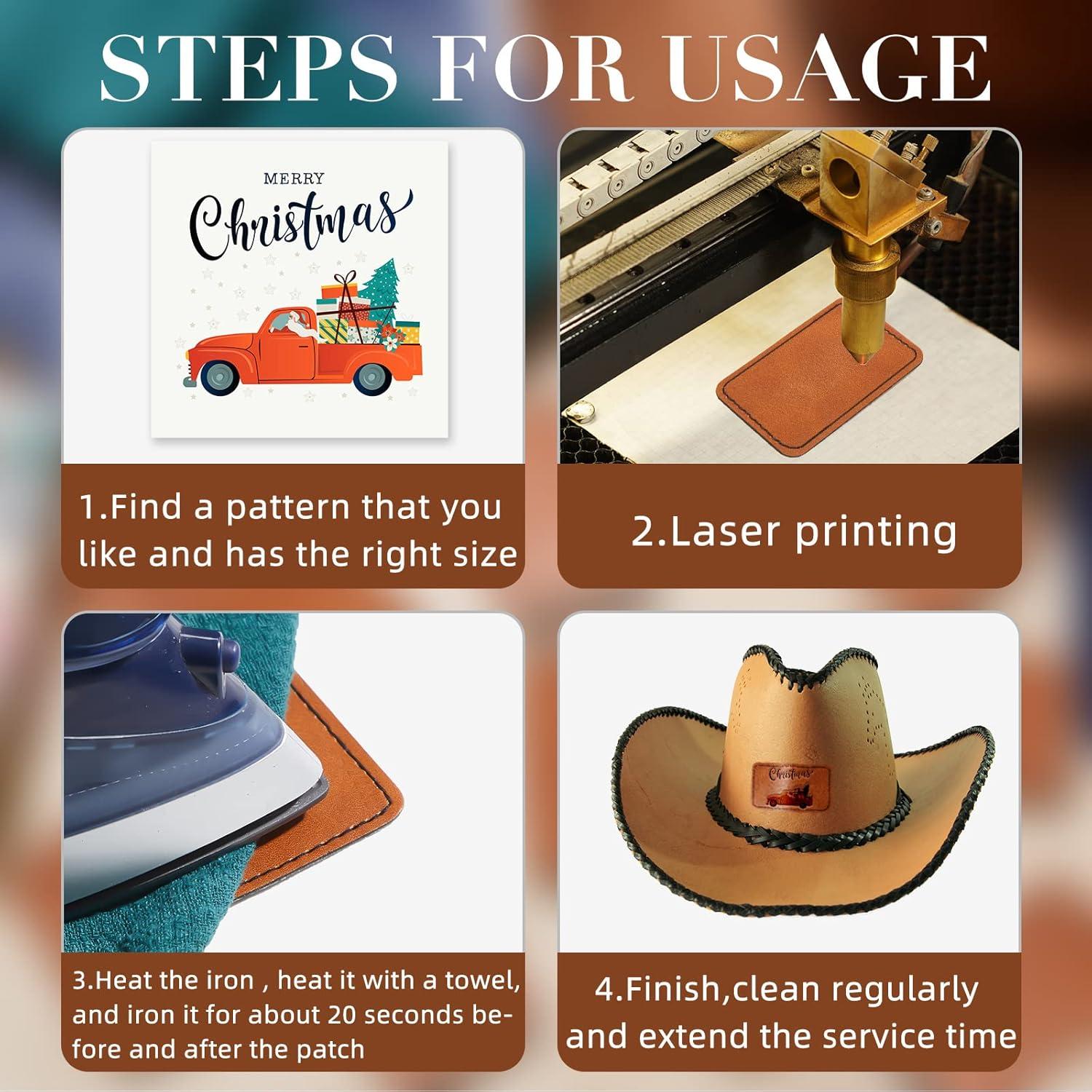 Dunzy 60 Pcs Parches de Cuero Sintético para Sombreros 7.62x5.08cm