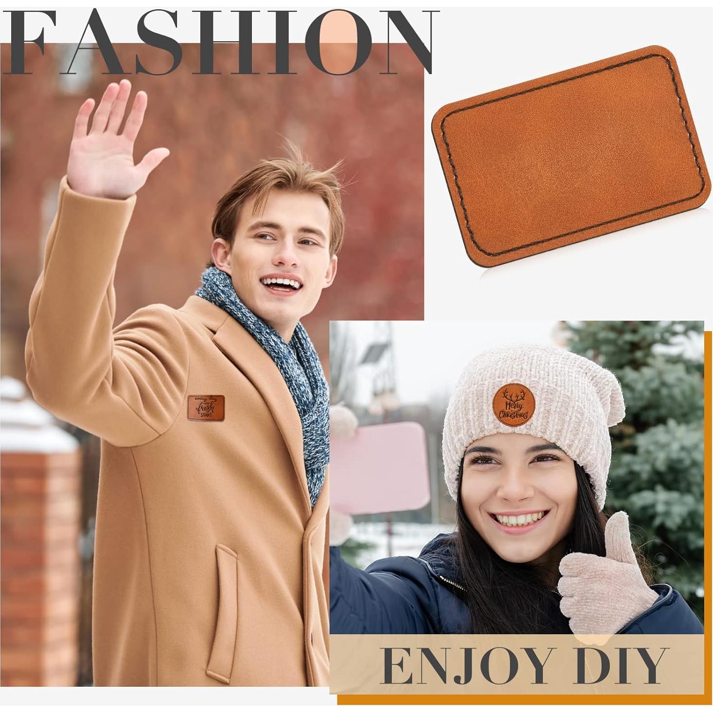 Dunzy 60 Pcs Parches de Cuero Sintético para Sombreros 7.62x5.08cm