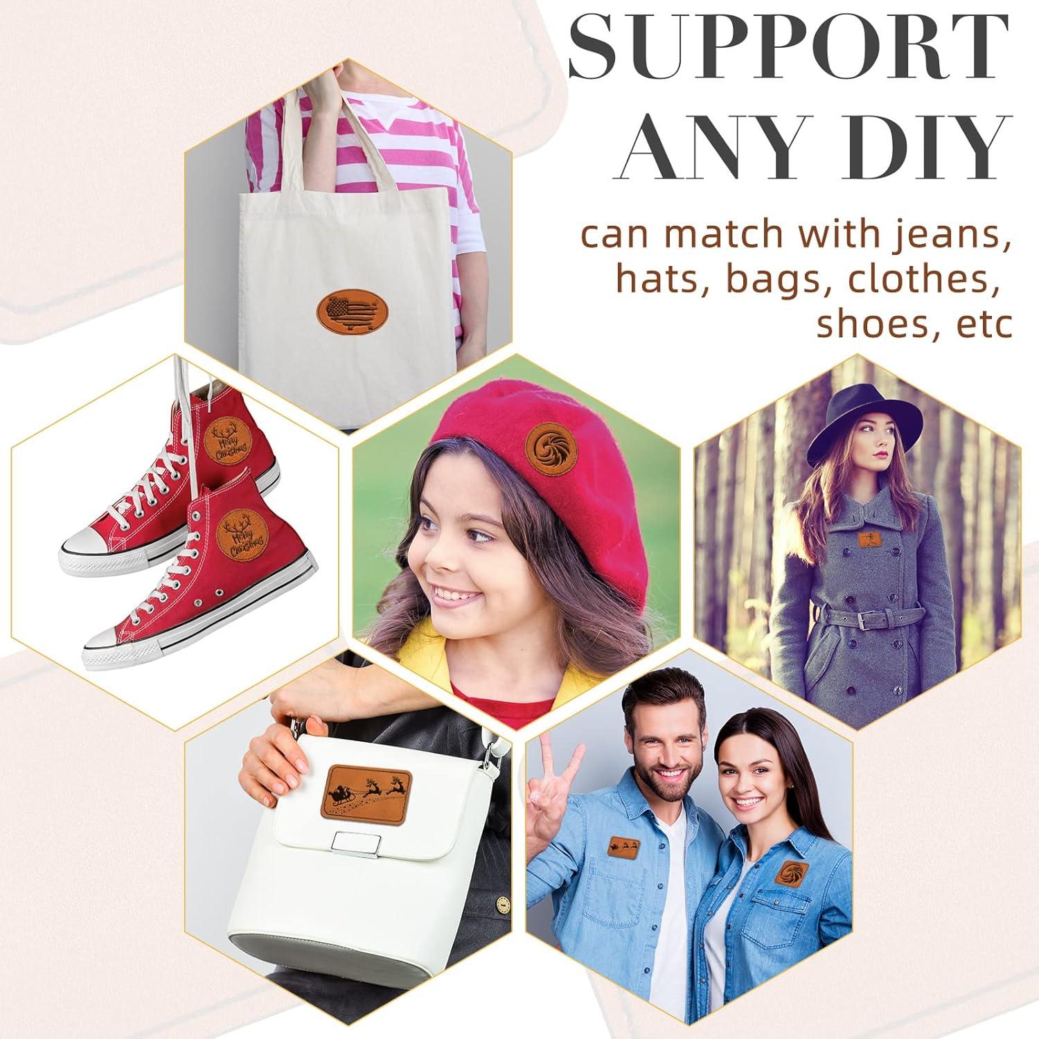 Dunzy 60 Pcs Parches de Cuero Sintético para Sombreros 7.62x5.08cm