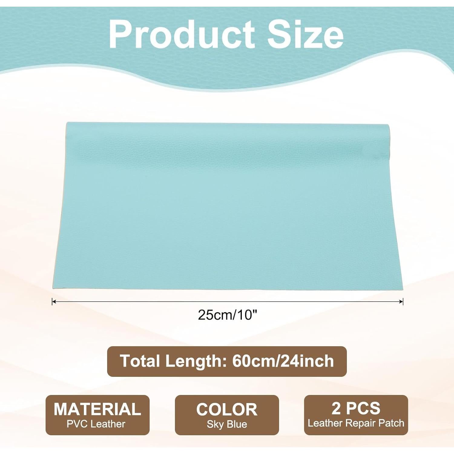 Parche de Reparación de Cuero PATIKIL 2 Piezas 25x60 cm Azul