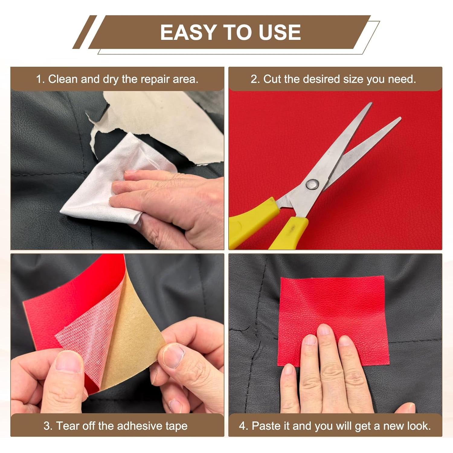 Parche de Reparación de Cuero PATIKIL 2 Piezas 25x60 cm Azul