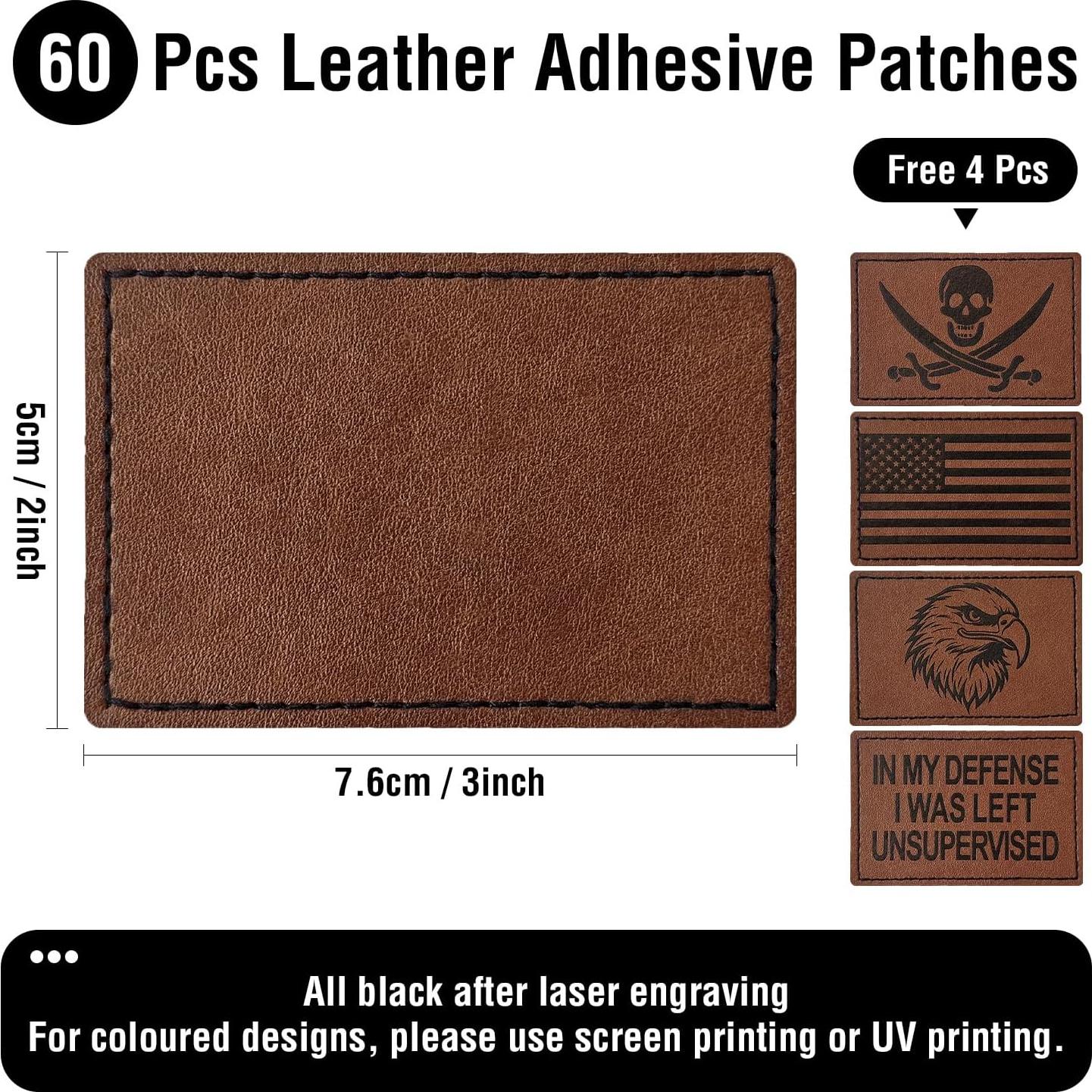 64 Piezas Parche de Cuero Sintético TACVEL 7.62x5.08cm Blanco